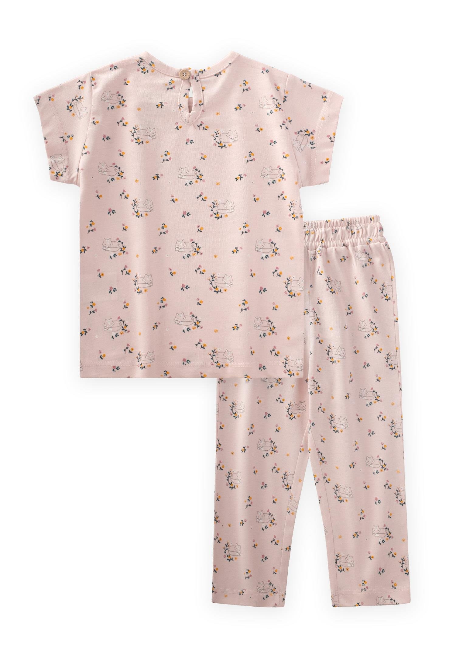 CigitDesenli Pijama Takım 1-7 Yaş PUDRA PEMBE
