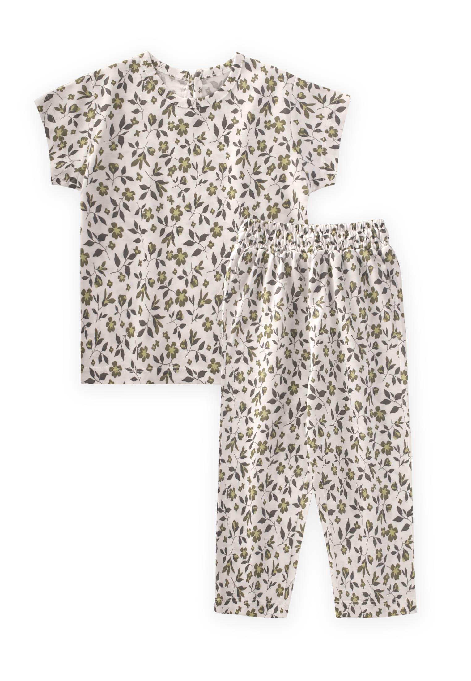 CigitDesenli Pijama Takım 1-7 Yaş KIRIK BEYAZ