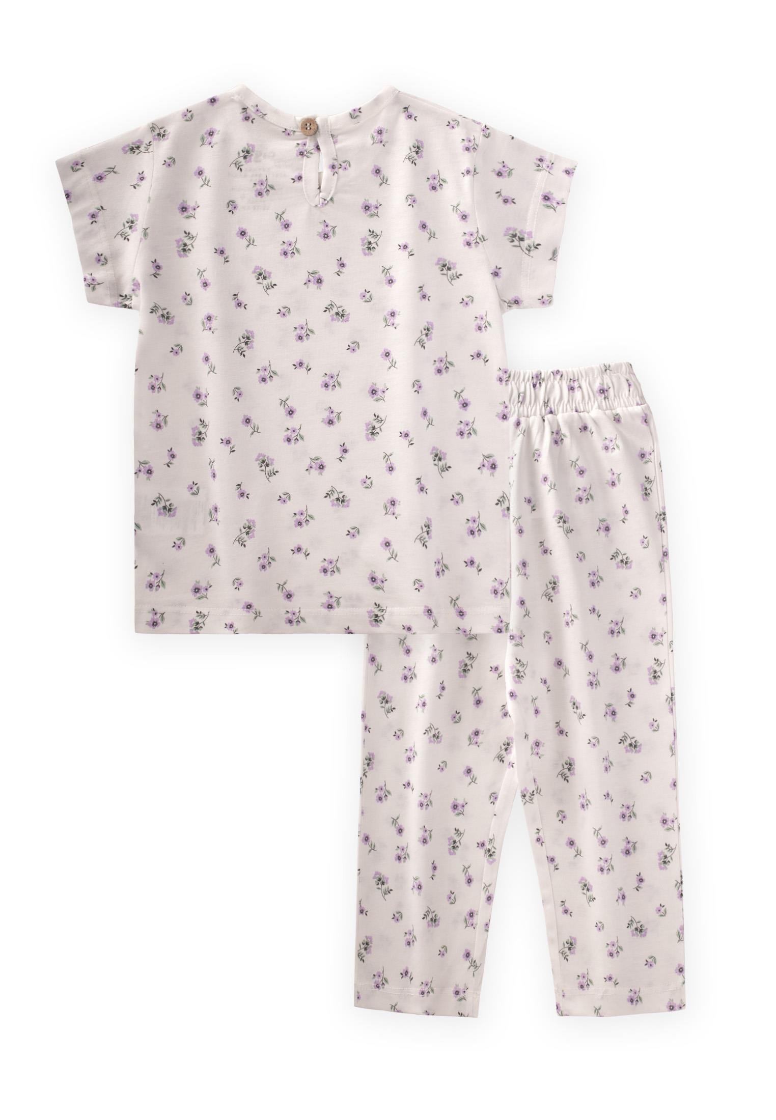 CigitDesenli Pijama Takım 1-7 Yaş LİLA ÇİÇEK DESEN