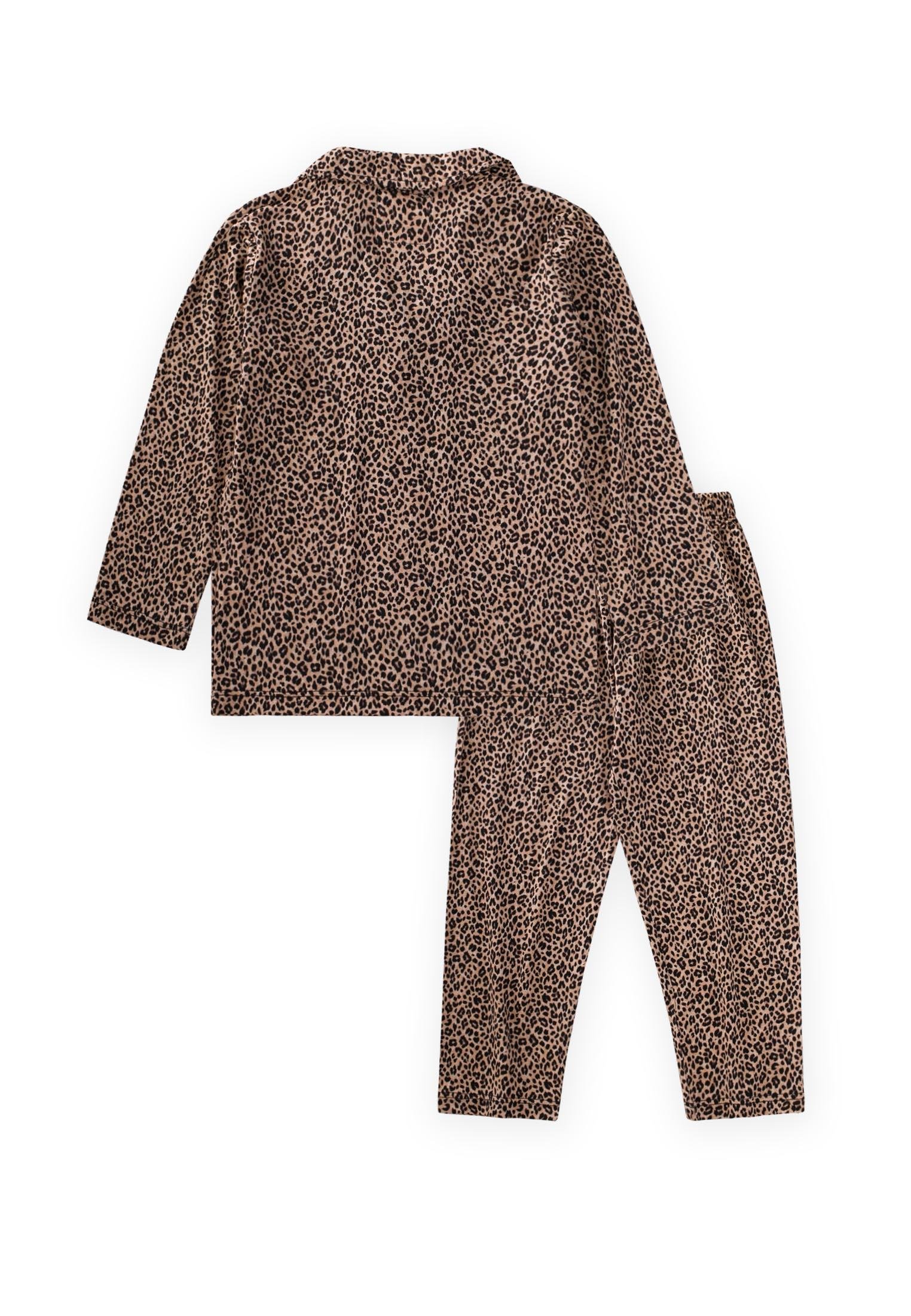 CigitDökümlü Gömlek Yaka Pijama Takım 2-8 Yaş LEOPAR DESEN