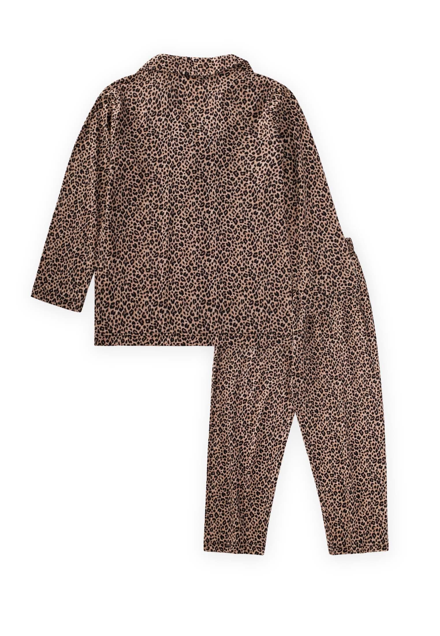 CigitDökümlü Gömlek Yaka Pijama Takım 8-12 Yaş LEOPAR DESEN