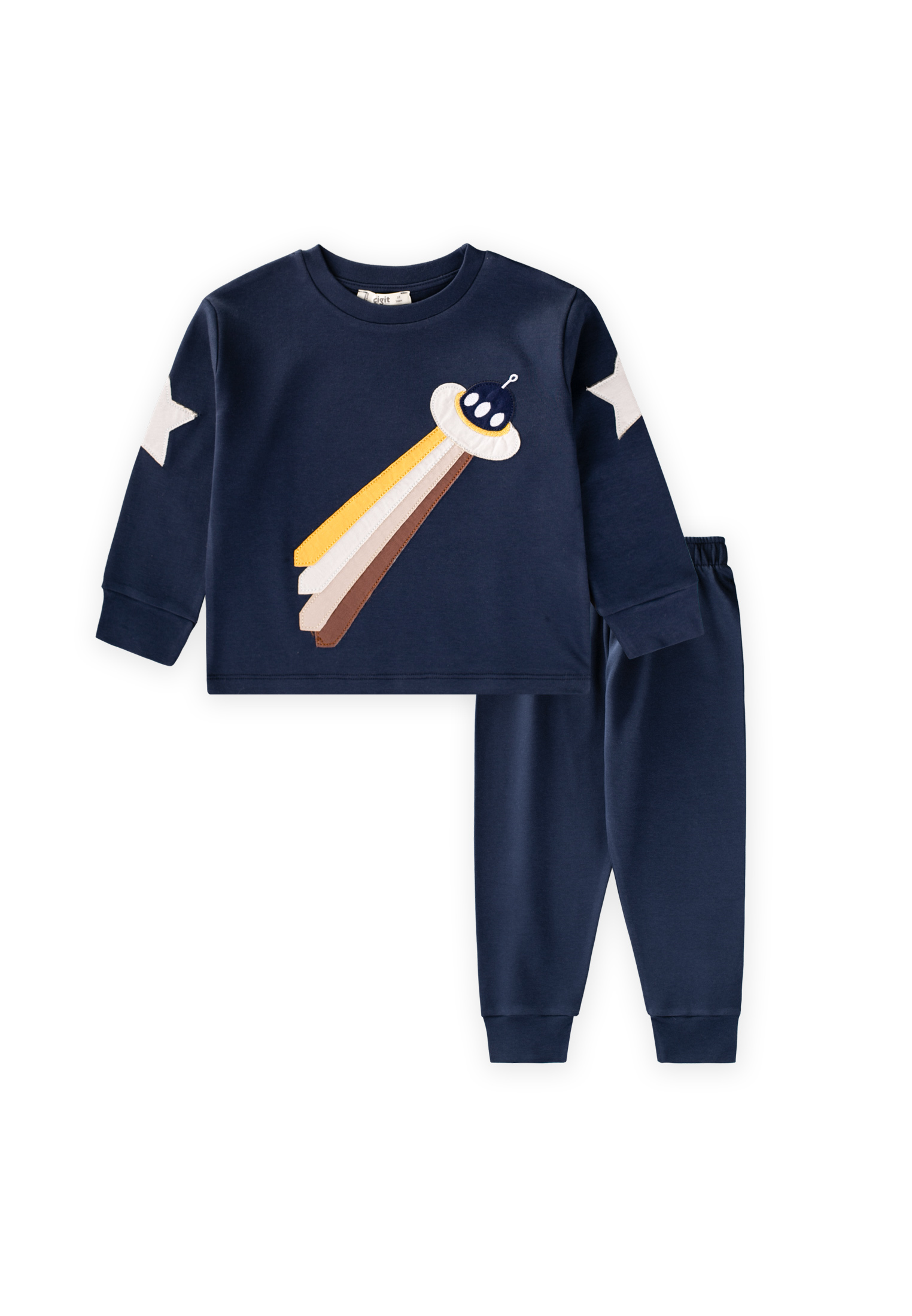 CigitUzay Aracı Aplikeli Pijama Takım 2-8 Yaş LACİVERT