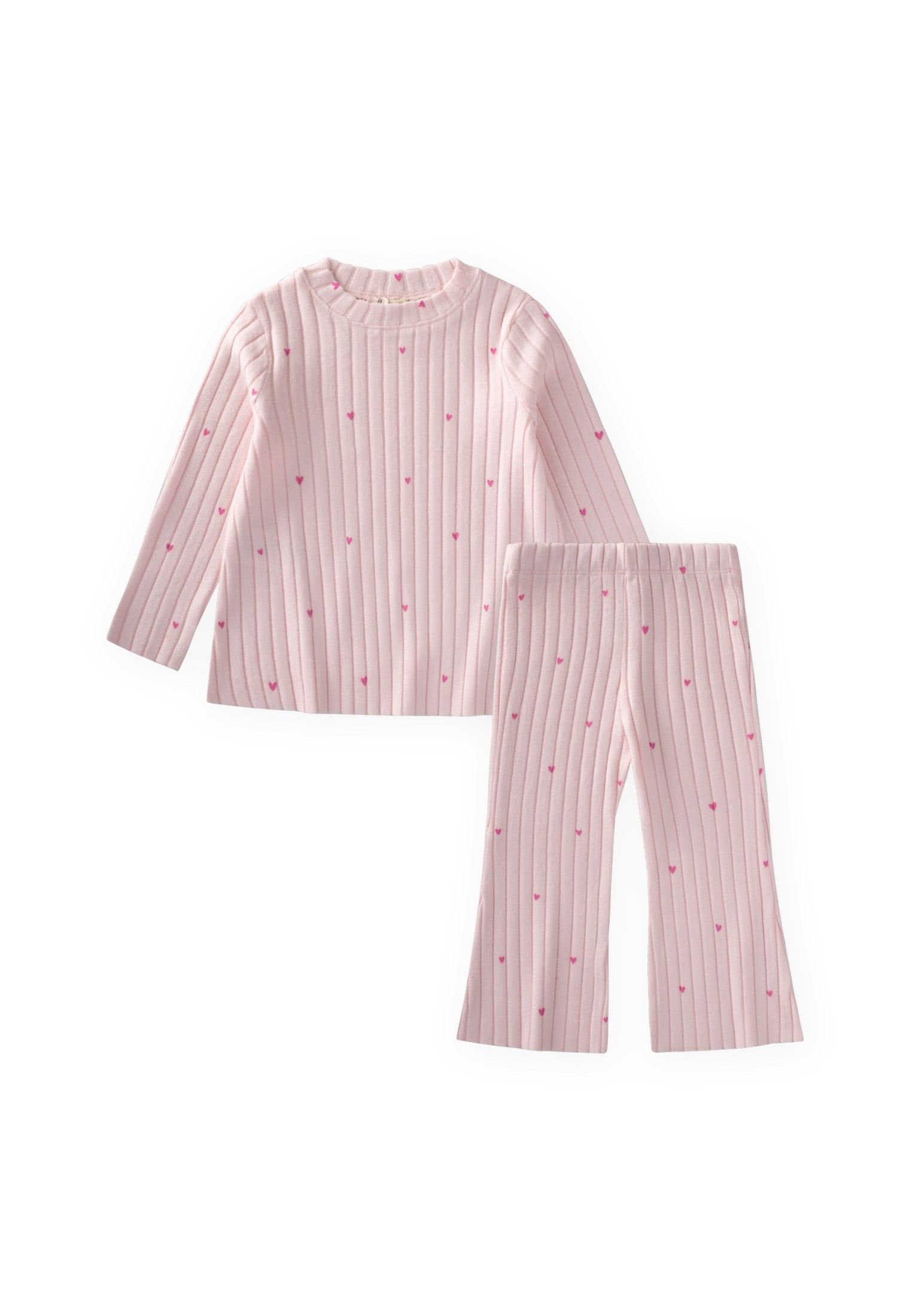 CigitDesenli Fitilli Pijama Takımı 1-7 Yaş PUDRA PEMBE