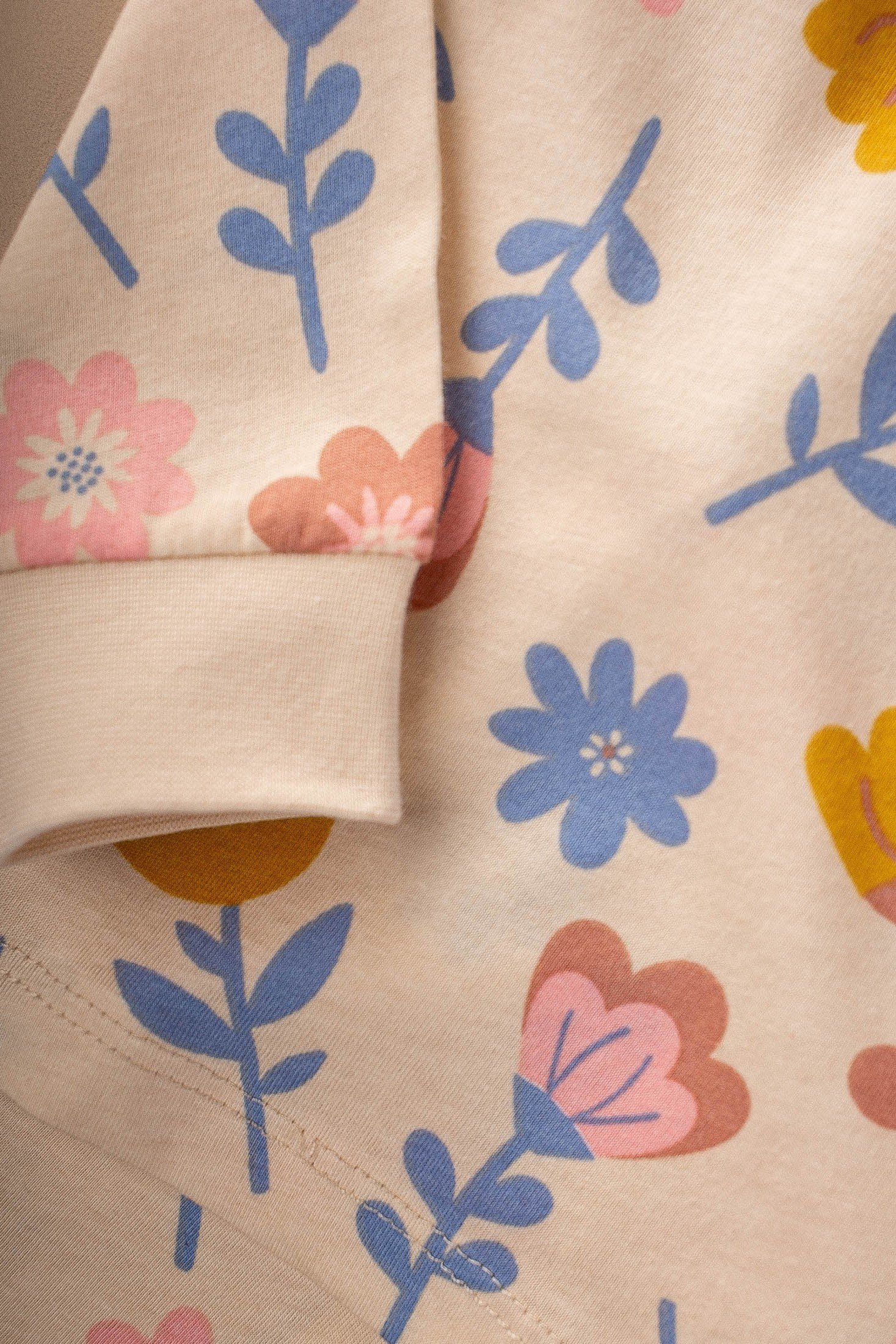 CigitDesenli Pijama Takımı 2-8 Yaş EKRU ÇİÇEK DESEN