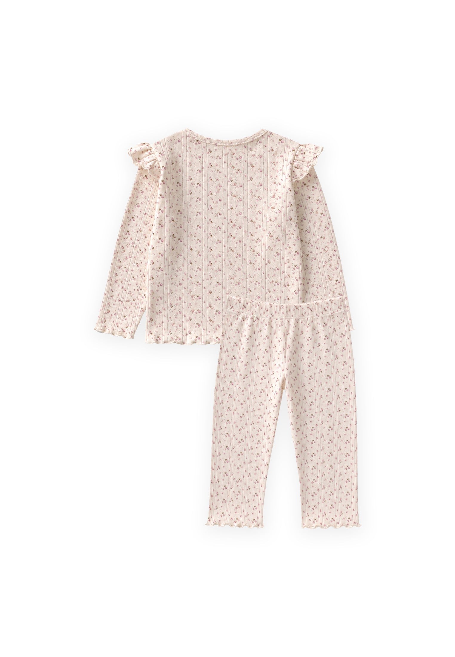 CigitDesenli Klimalı Pijama Takım 2-8 Yaş EKRU
