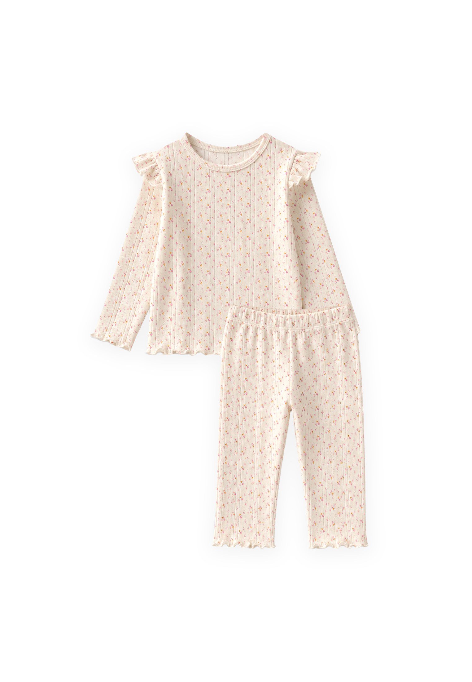 CigitDesenli Klimalı Pijama Takım 2-8 Yaş KUM