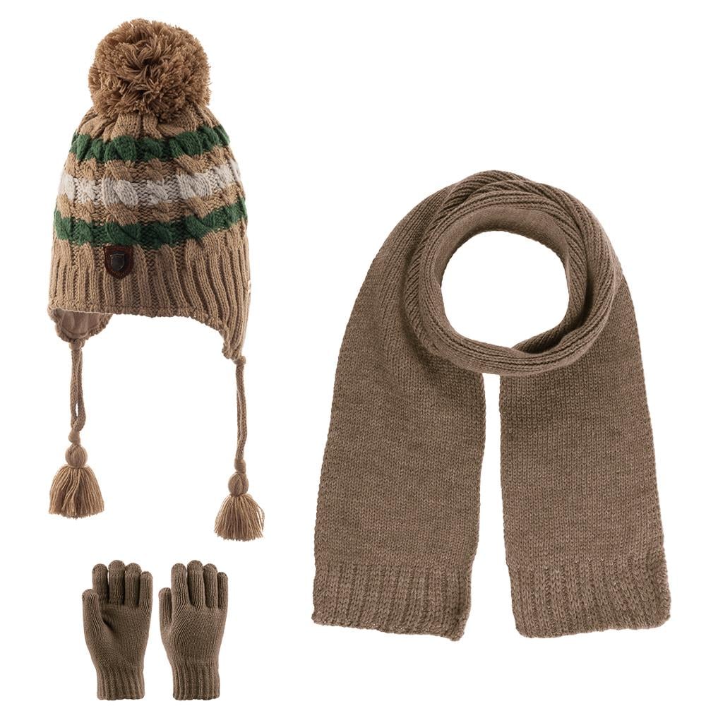 Cigit1-4 Yaş Atkı Bere Eldiven 3 lü Takım CAMEL