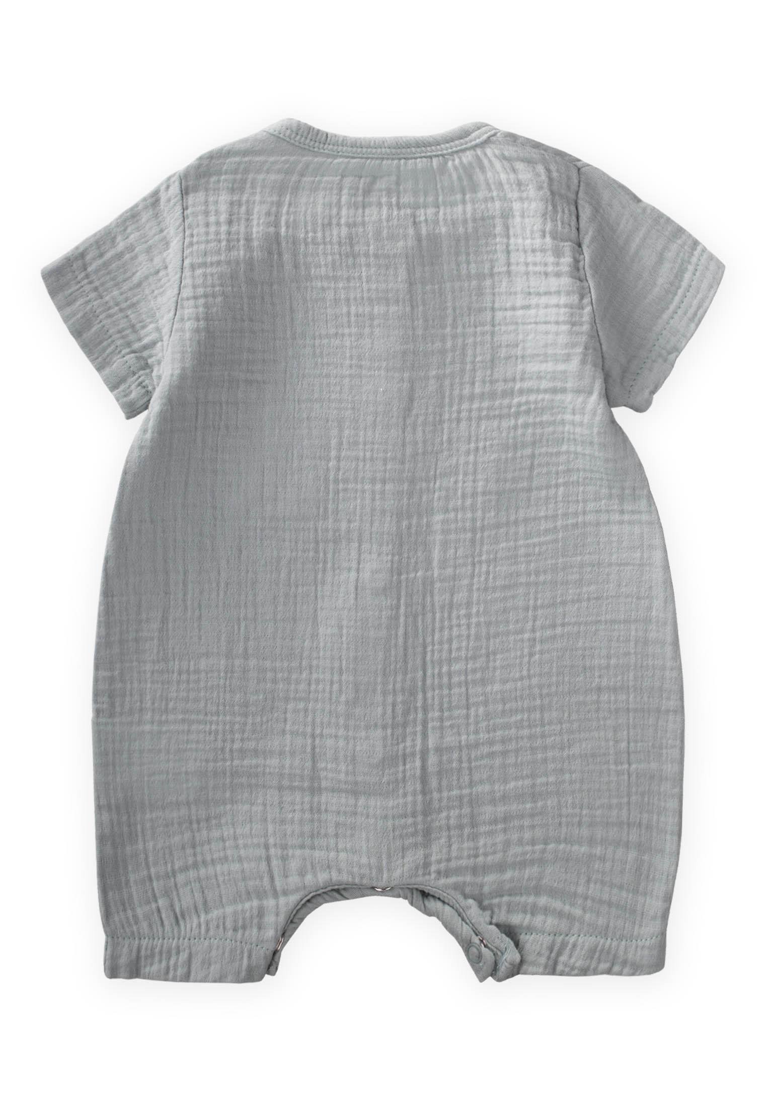 CigitZebra Nakışlı Müslin Şort Tulum 0-3 yaş SU YEŞİLİ