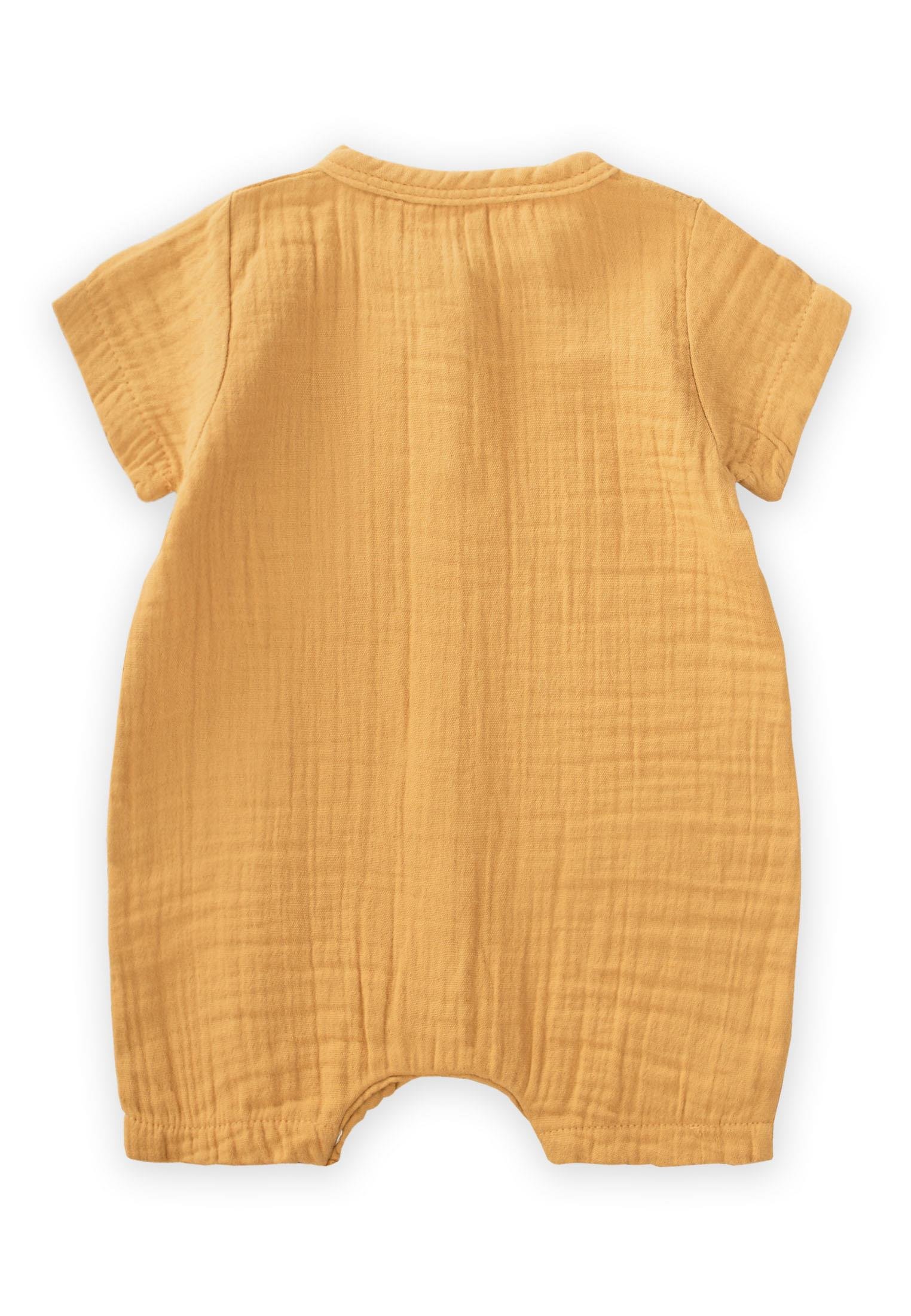 CigitZebra Nakışlı Müslin Şort Tulum 0-3 yaş PASTEL SARI