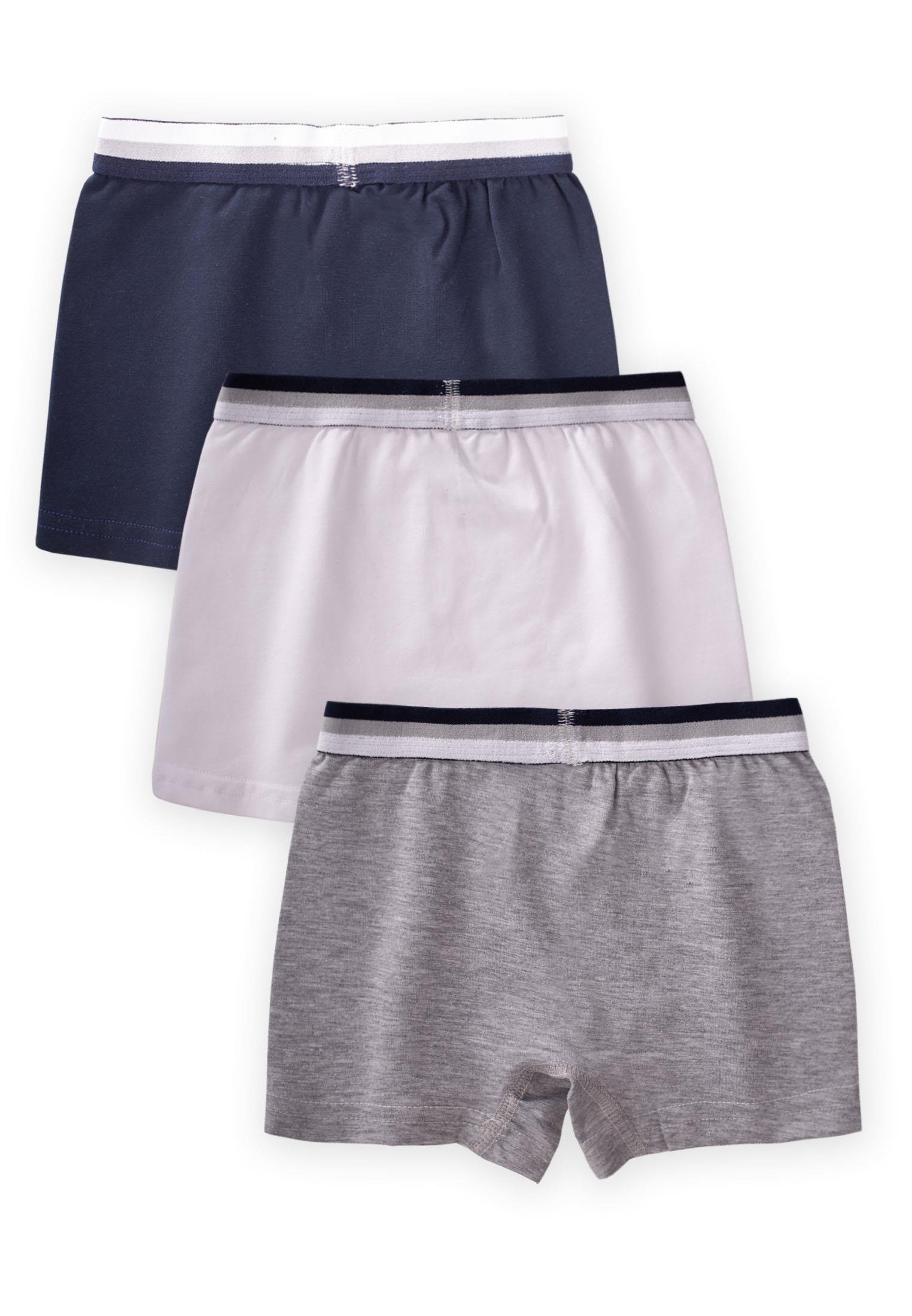 CigitÜçlü Erkek Boxer Set 2-9 yaş Lacivert Gri Beyaz