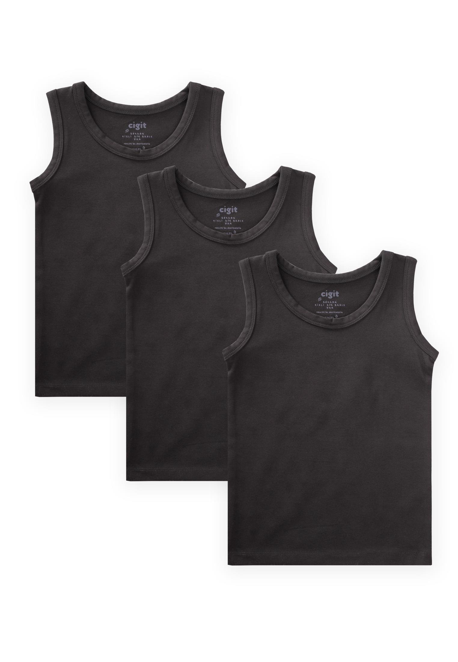 CigitÜçlü Geniş Askılı Atlet Set 2-9 yaş SİYAH