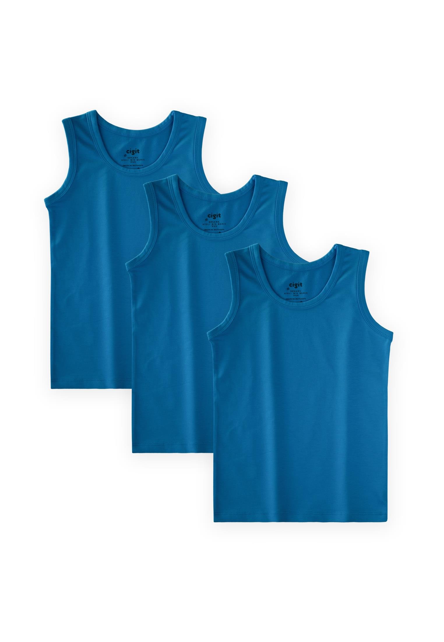 CigitÜçlü Geniş Askılı Atlet Set 2-9 yaş TURKUAZ