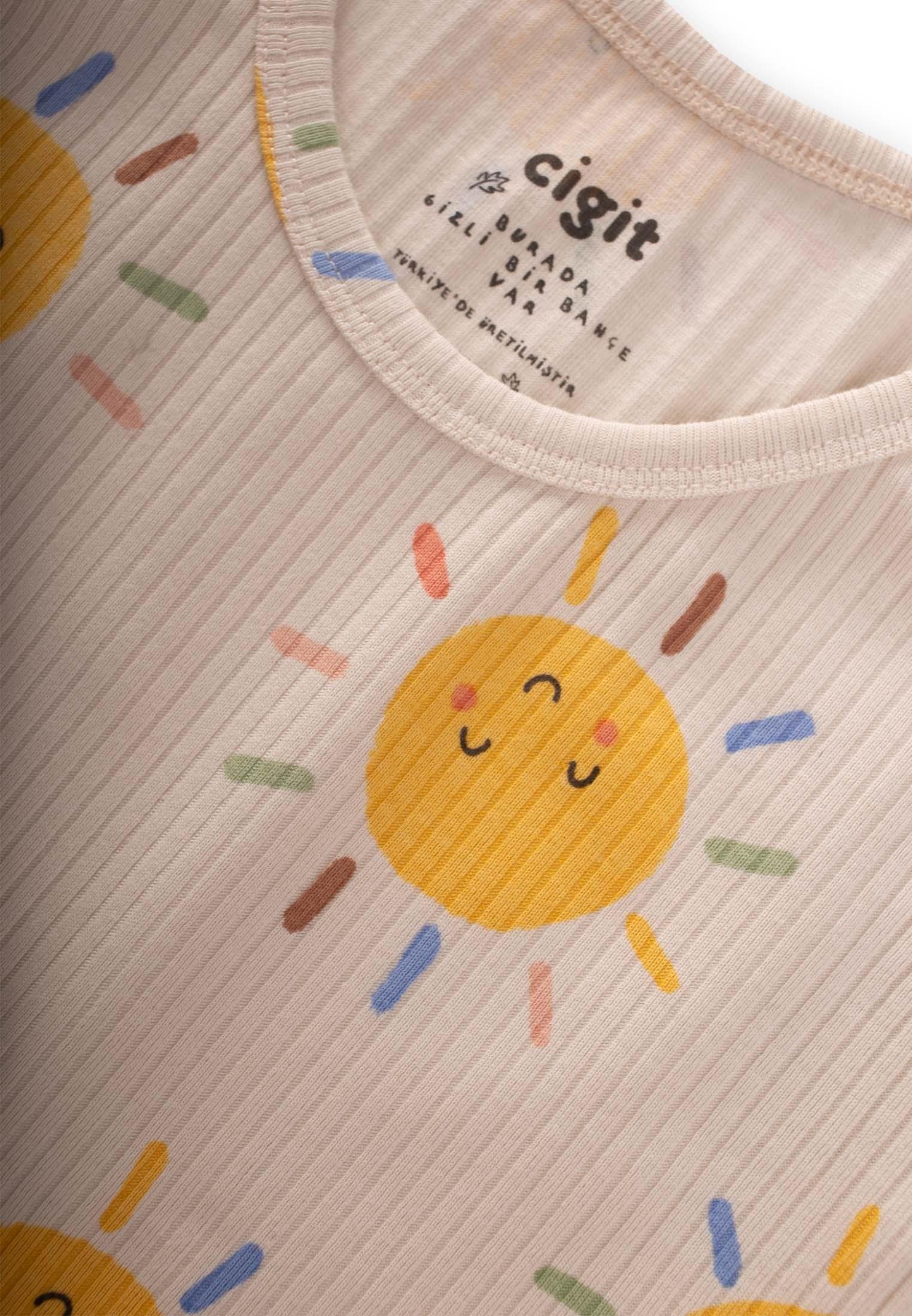 CigitÜçlü Geniş Askılı Atlet Set 2-9 yaş GÜNEŞ DESEN