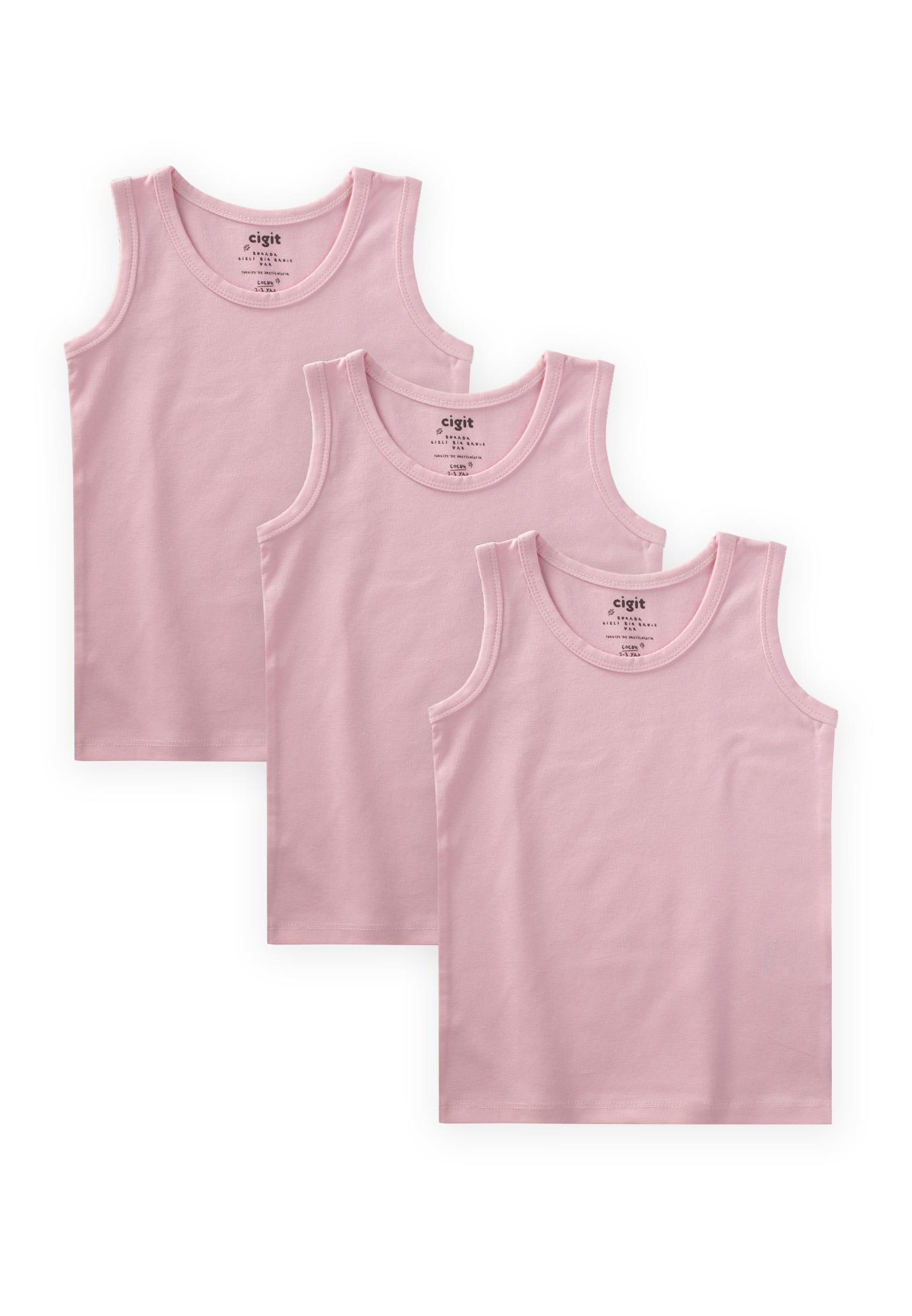 CigitÜçlü Geniş Askılı Atlet Set 2-9 yaş Şeker Pembe
