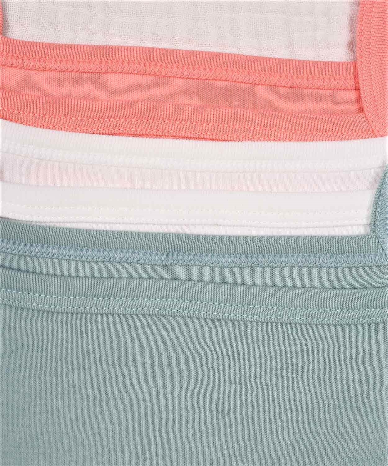 61984-907Cigitİp Askılı Kız Atlet Üçlü Mint Somon Ekru