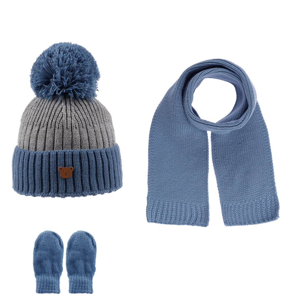 CigitŞapka Atkı Eldiven Set 0-18 Ay GRİ