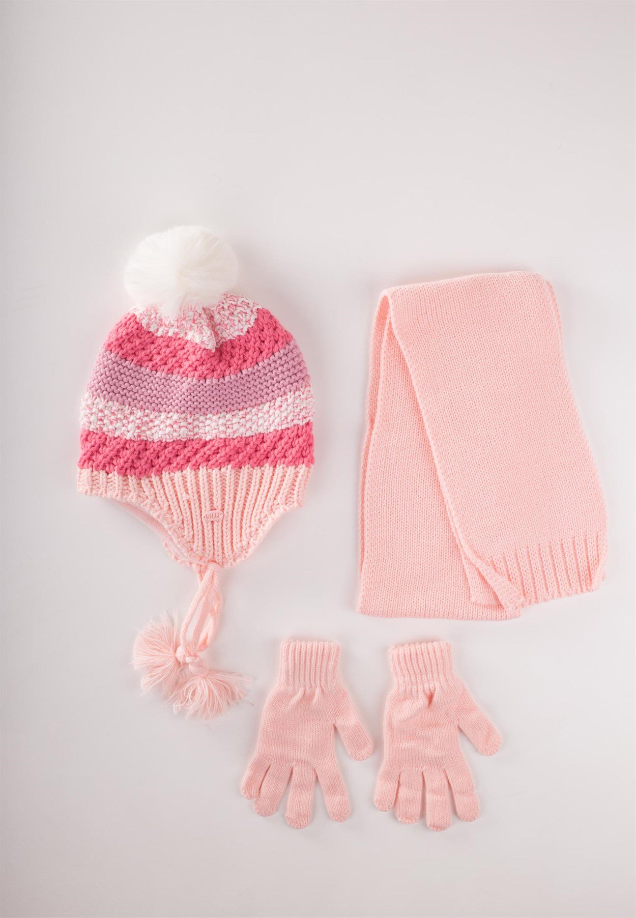 CigitŞapka Atkı Eldiven Set 4-8 Yaş PEMBE