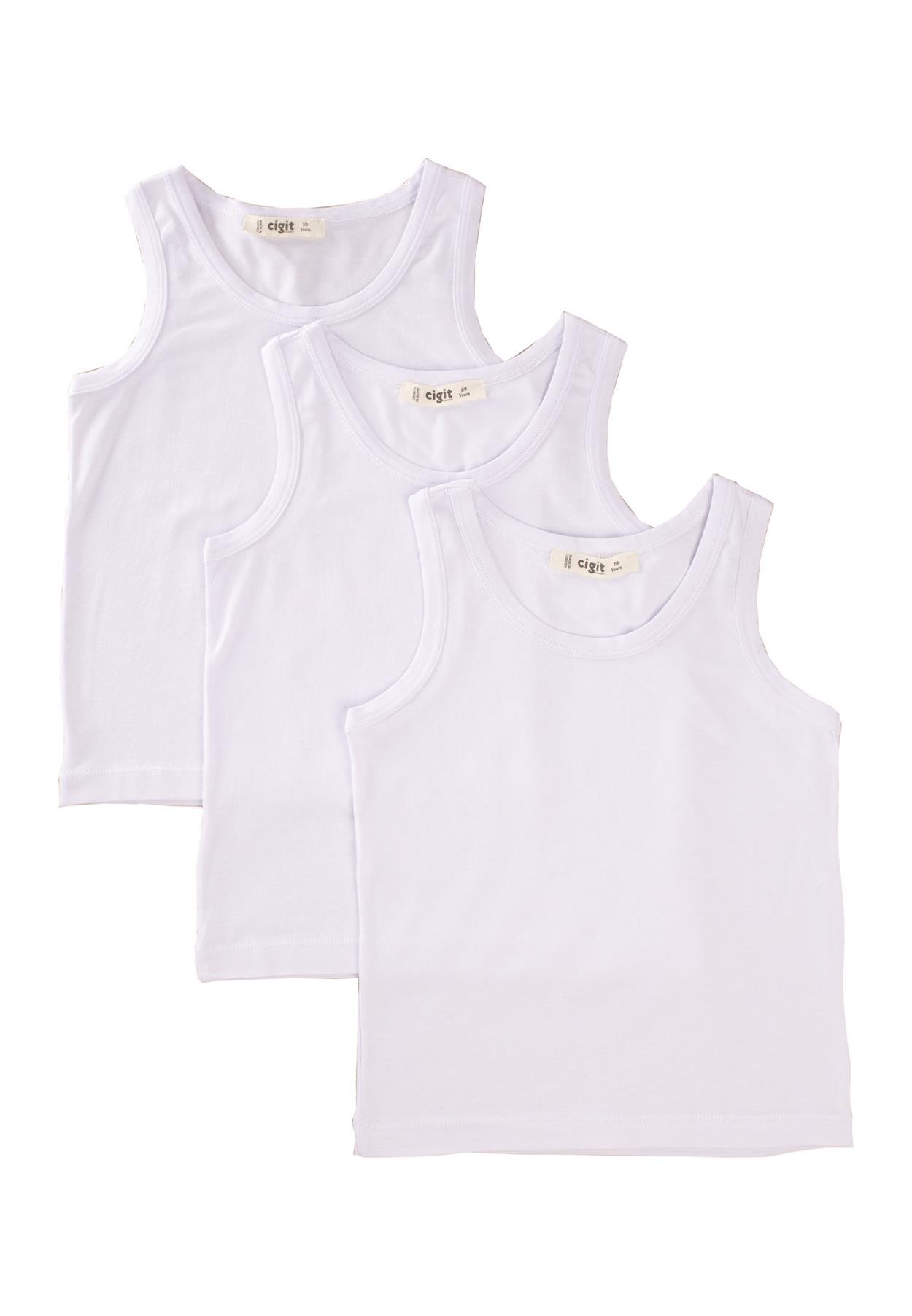 CigitÜçlü Geniş Askılı Kız Atlet 2-9 Yaş BEYAZ