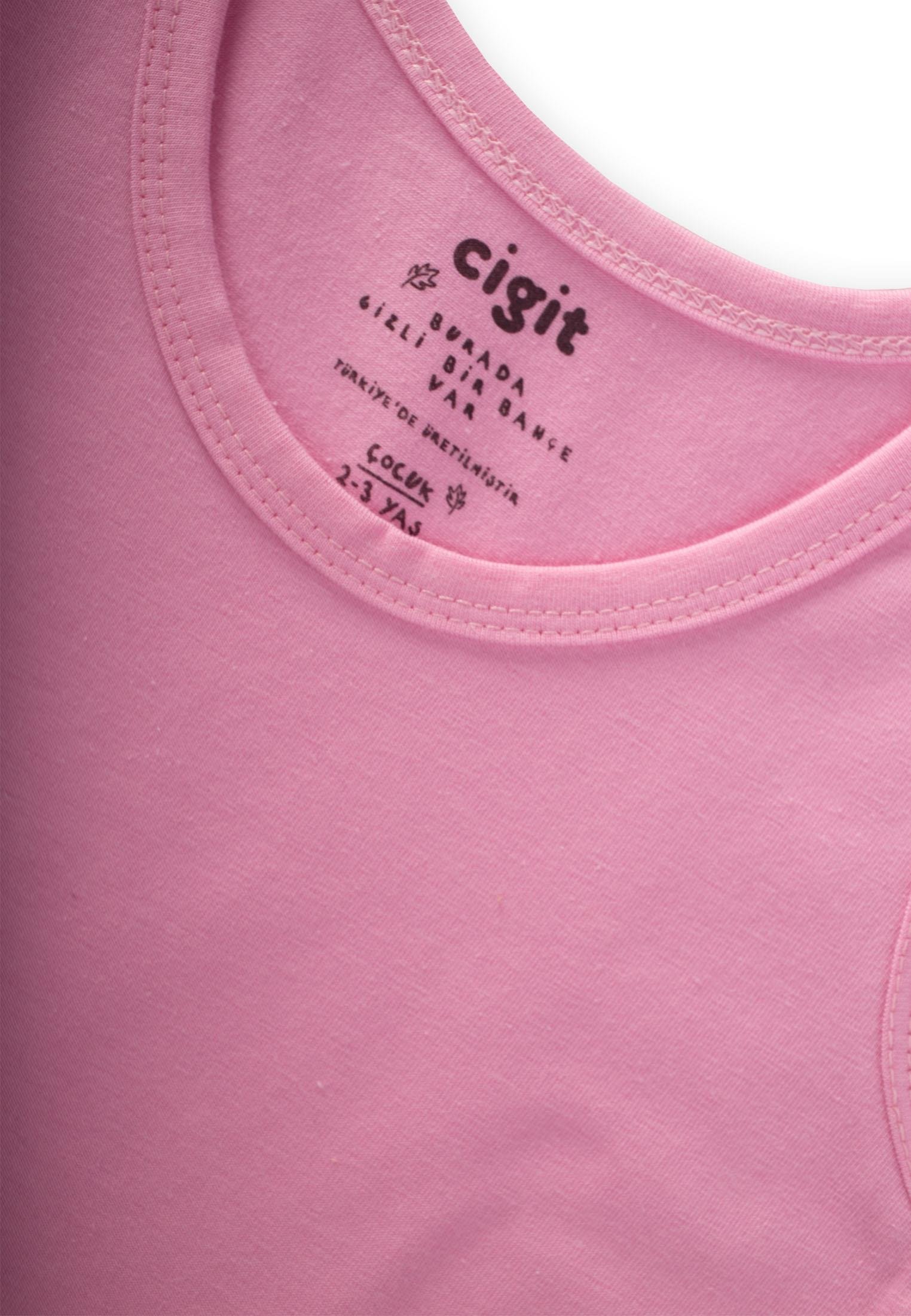 CigitÜçlü Geniş Askılı  Kız Atlet 2-9 Yaş Şeker Pembe