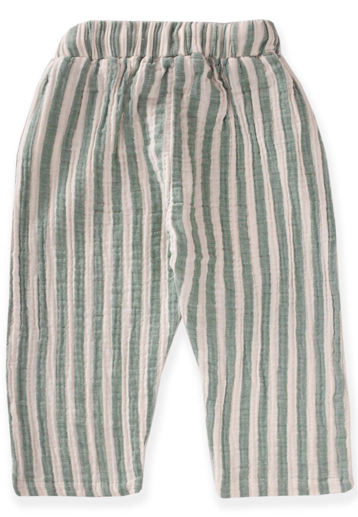 62634 - 5093CigitMüslin Pantolon 1-7 Yaş YEŞİL ÇİZGİLİ 