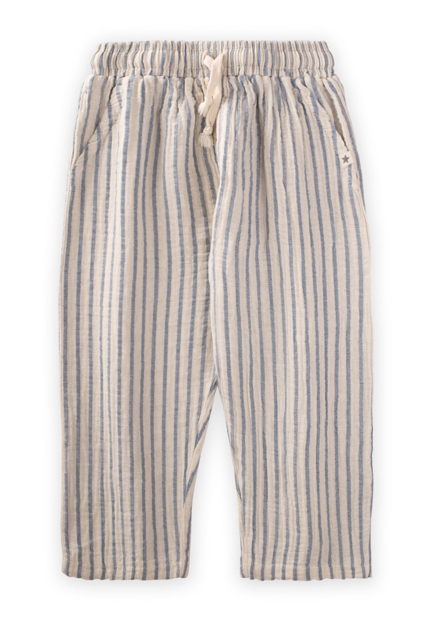 CigitMüslin Pantolon 1-7 Yaş MAVİ ÇİZGİLİ