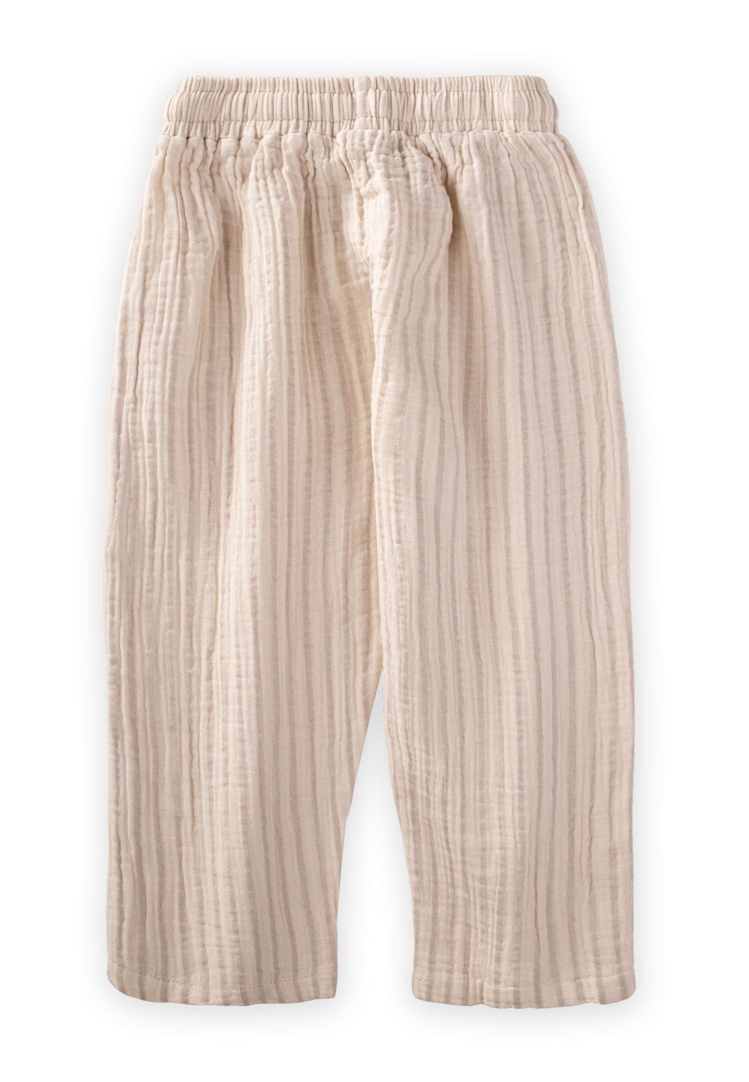 CigitMüslin Pantolon 1-7 Yaş BEJ ÇİZGİLİ