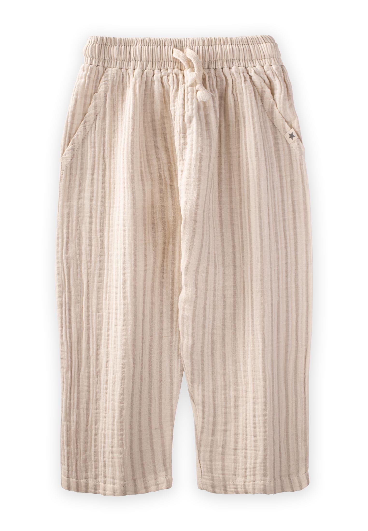 CigitMüslin Pantolon 1-7 Yaş BEJ ÇİZGİLİ