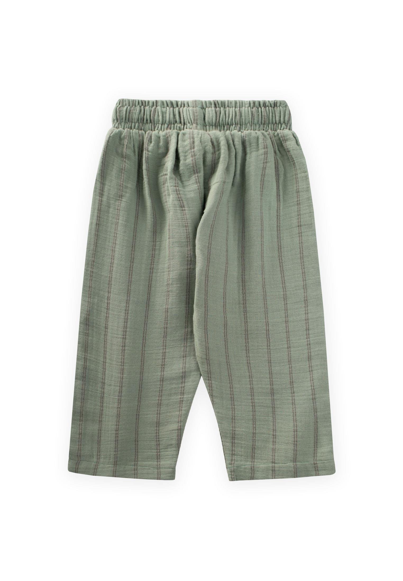 CigitMüslin Pantolon 1-7 Yaş YEŞİL ÇİFT ÇİZGİ