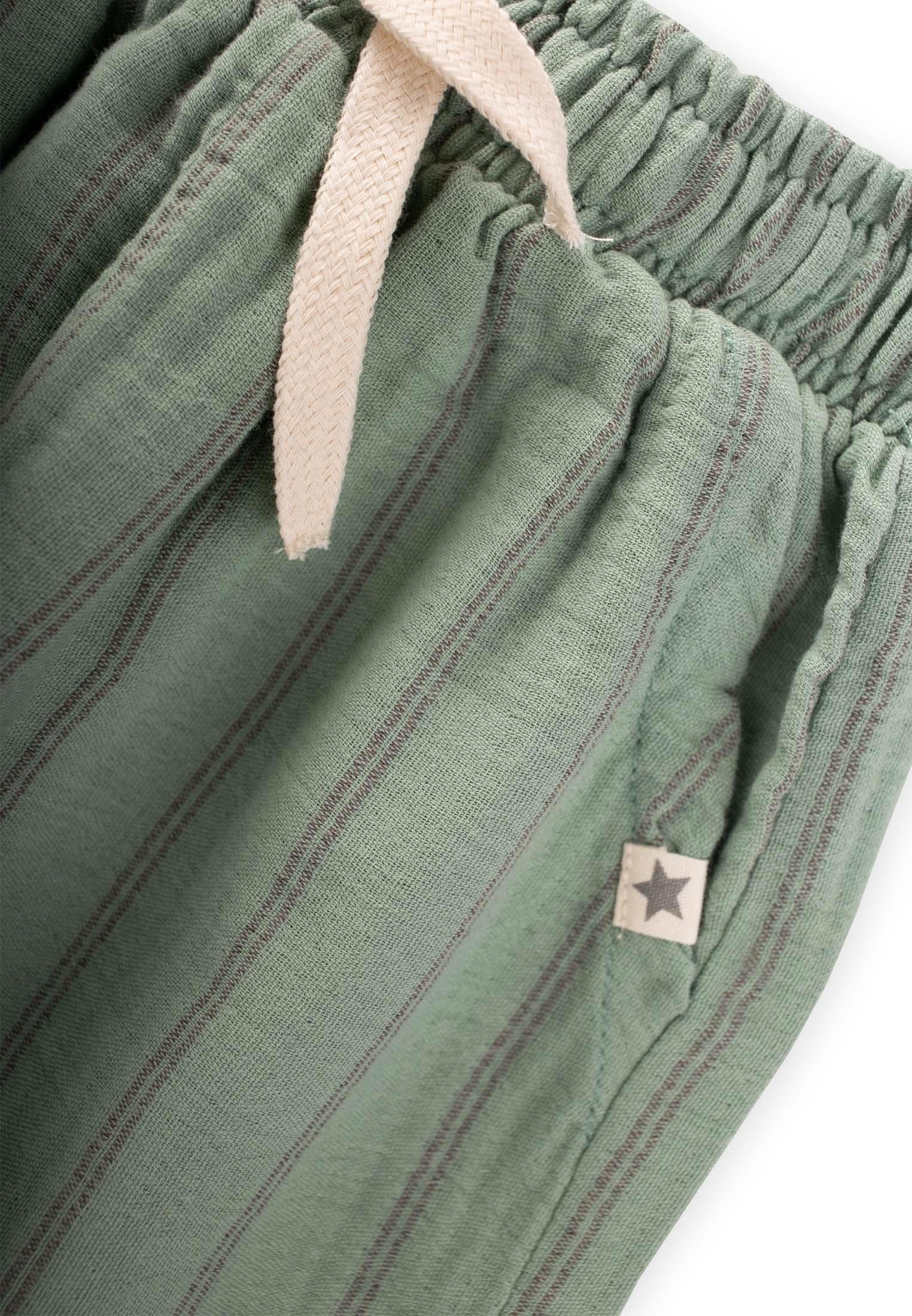 CigitMüslin Pantolon 1-7 Yaş YEŞİL ÇİFT ÇİZGİ