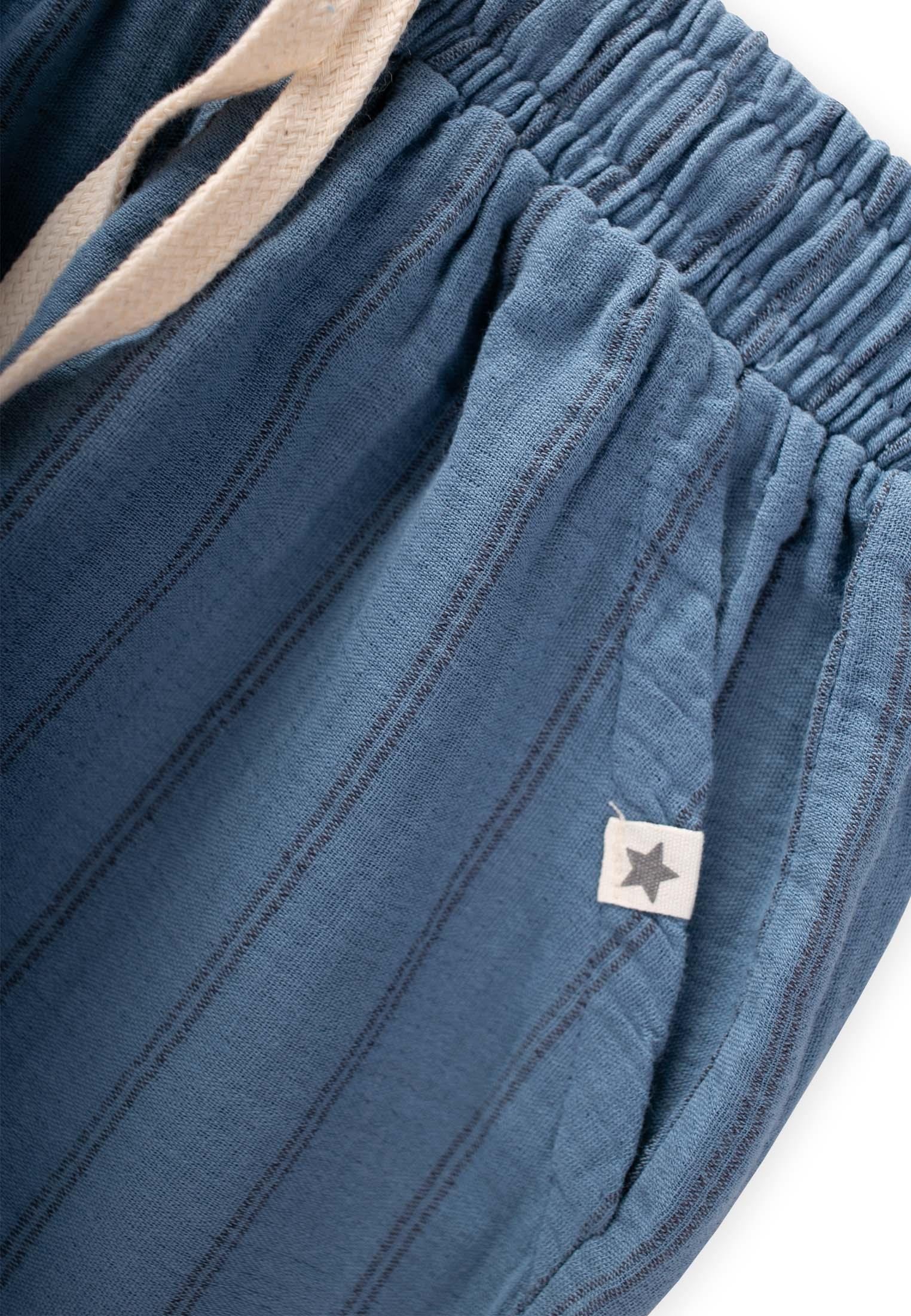 CigitMüslin Pantolon 1-10 Yaş İNDİGO ÇİFT ÇİZGİ