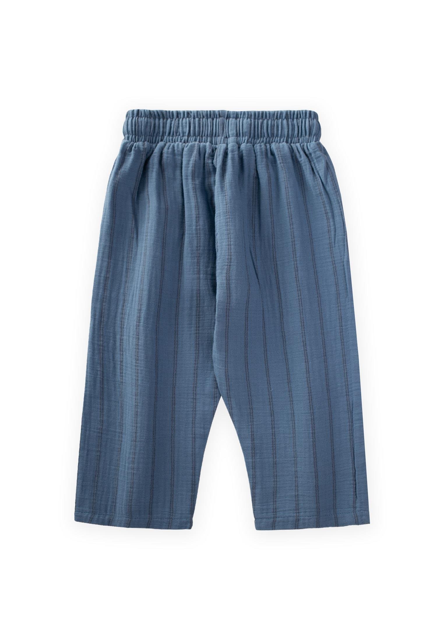 CigitMüslin Pantolon 1-10 Yaş İNDİGO ÇİFT ÇİZGİ