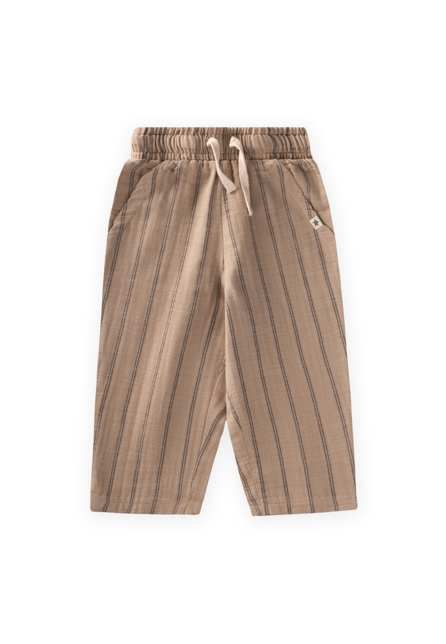 CigitMüslin Pantolon 1-10 Yaş VİZON ÇİFT ÇİZGİLİ