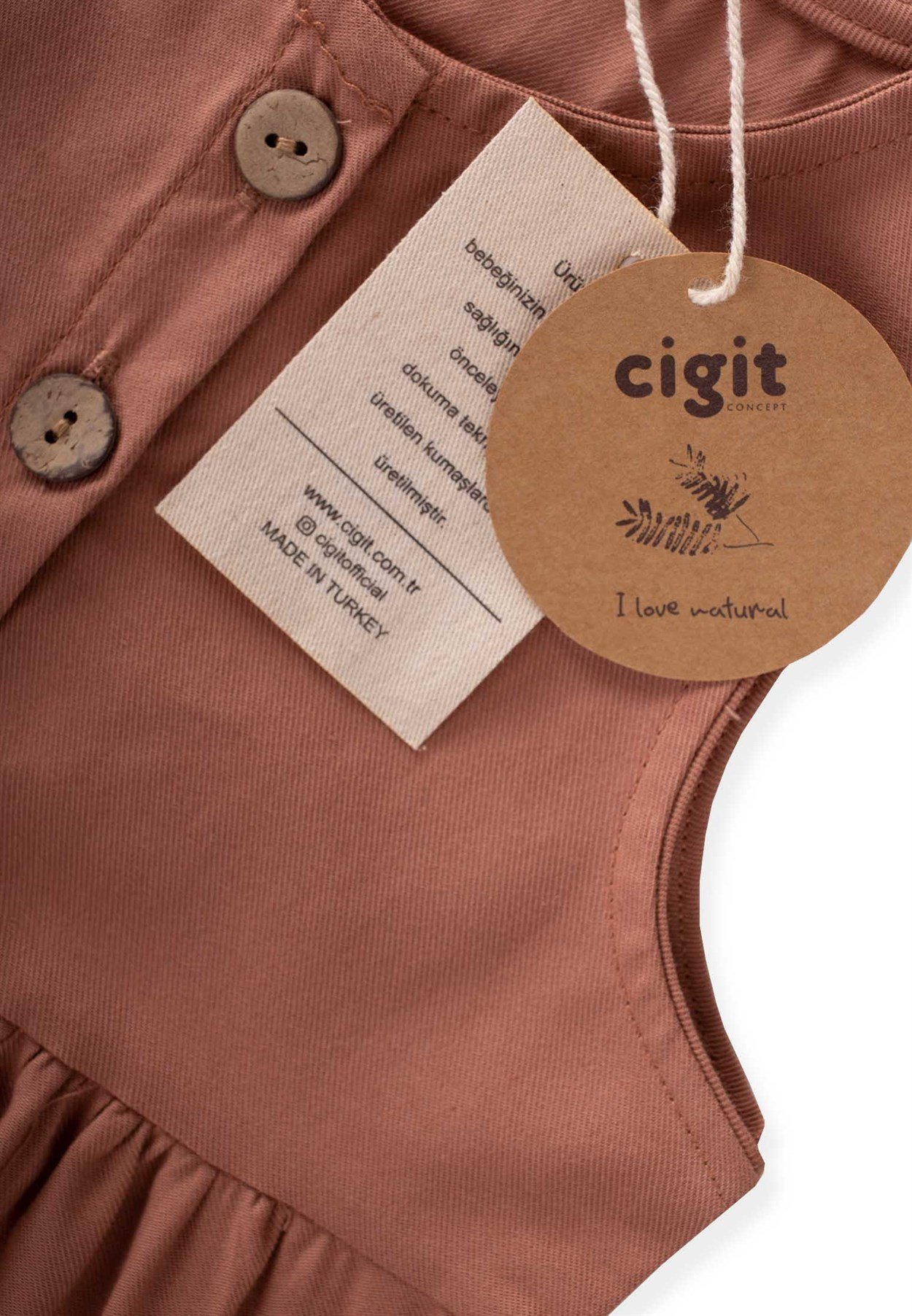 62675 - 5025CigitSıfır Kol Elbise 2-8 Yaş KAHVE