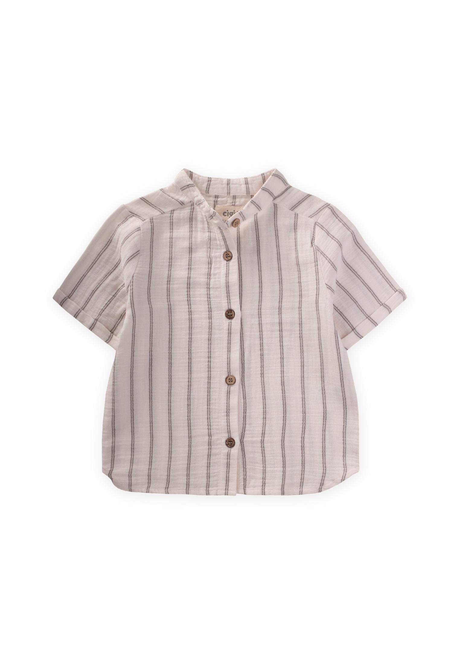 CigitMüslin Gömlek 2-10 Yaş SİYAH ÇİFT ÇİZGİLİ