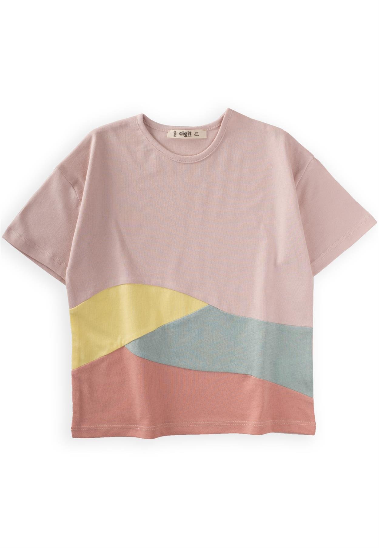 CigitColourblok T-Shırt 2-8 Yaş PUDRA PEMBE