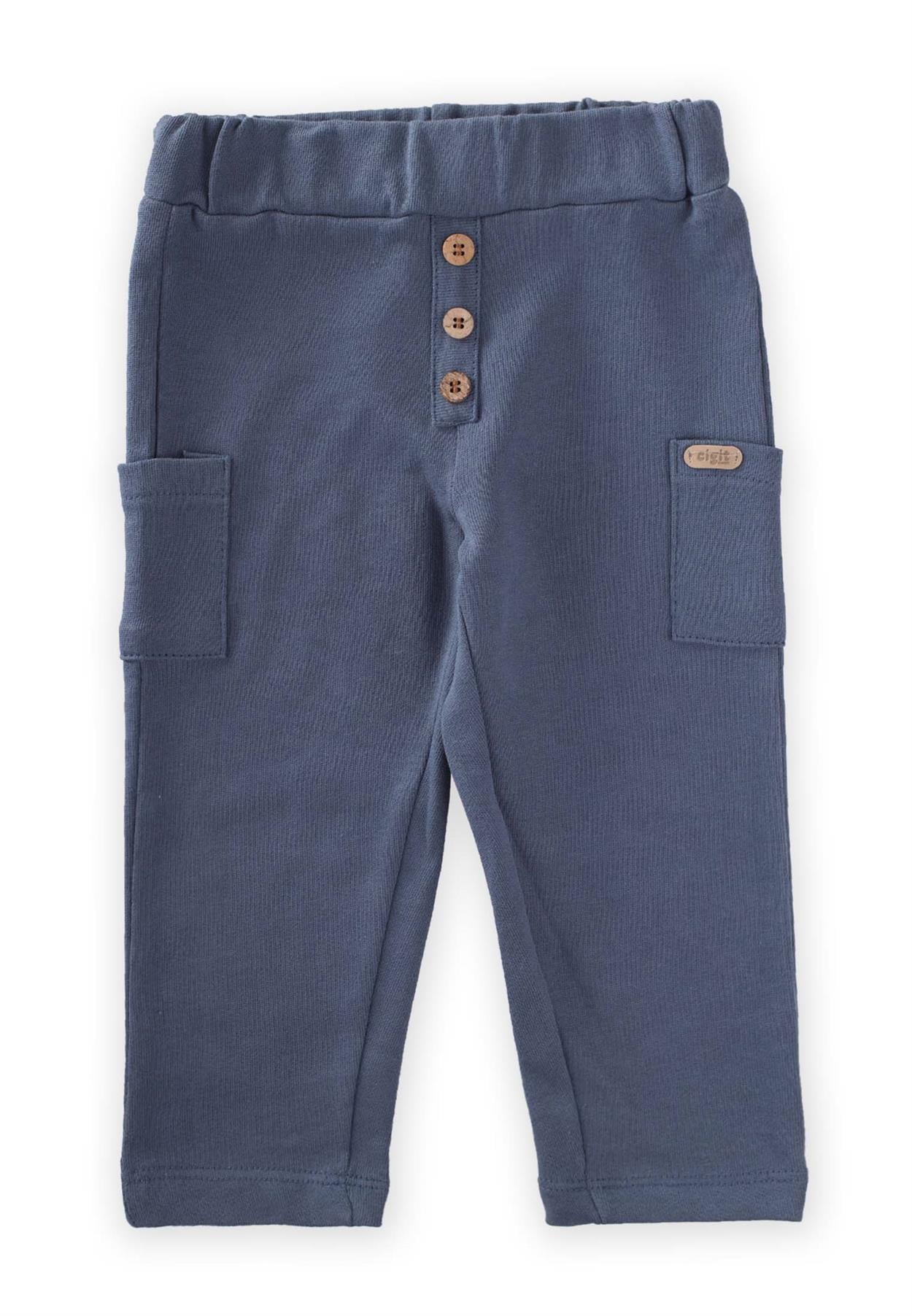 CigitCepli Ön Patlı Örme Pantolon 1-5 Yaş K.İNDİGO