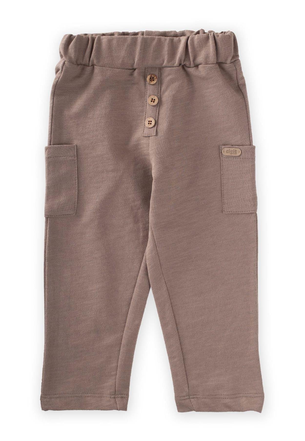 CigitCepli Ön Patlı Örme Pantolon 1-5 Yaş K VİZON