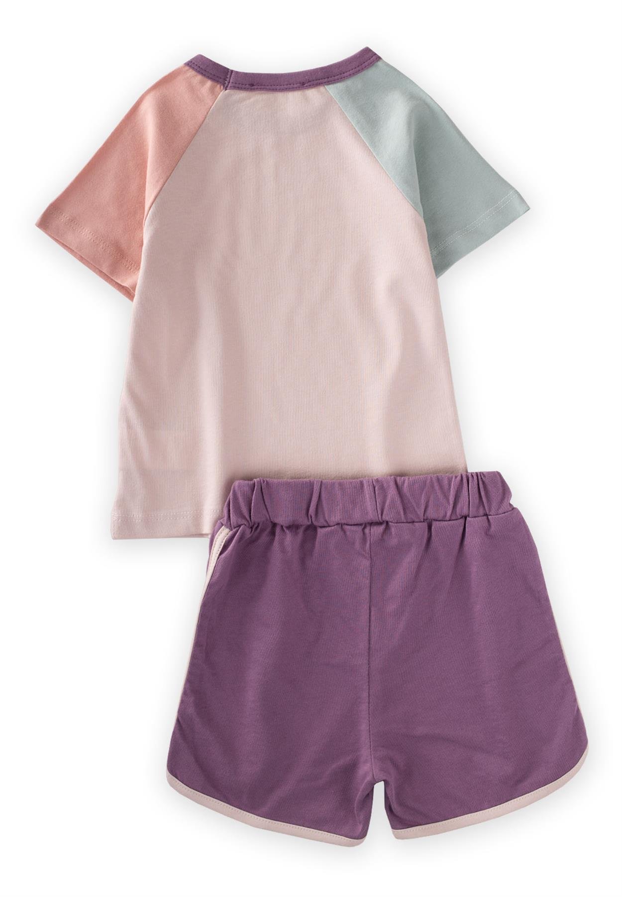 CigitR Kol Multicolour Şortlu Takım 2-7 Yaş PUDRA PEMBE