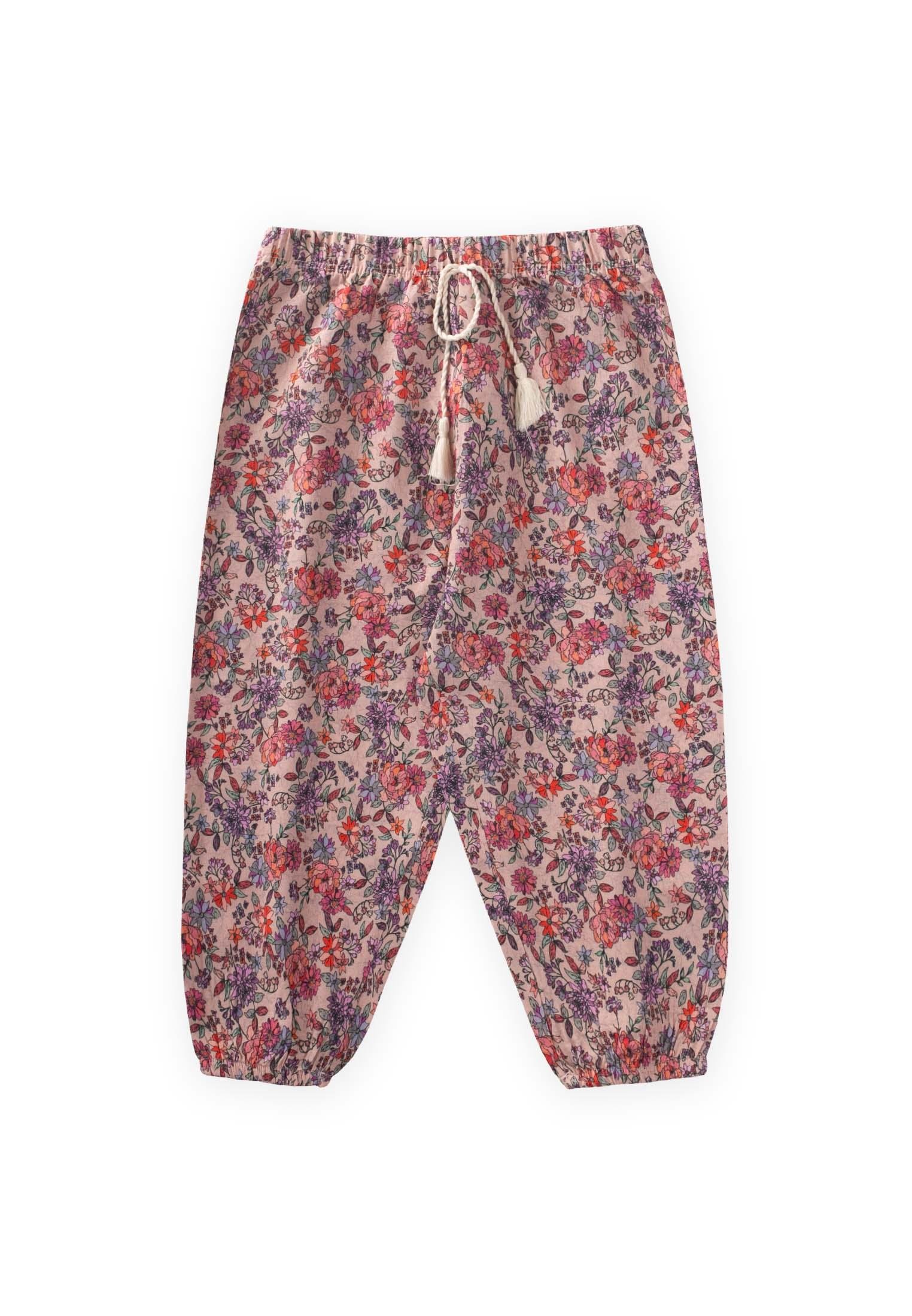 CigitDesenli Bilek Boy Şalvar 3-9 Yaş PUDRA PEMBE