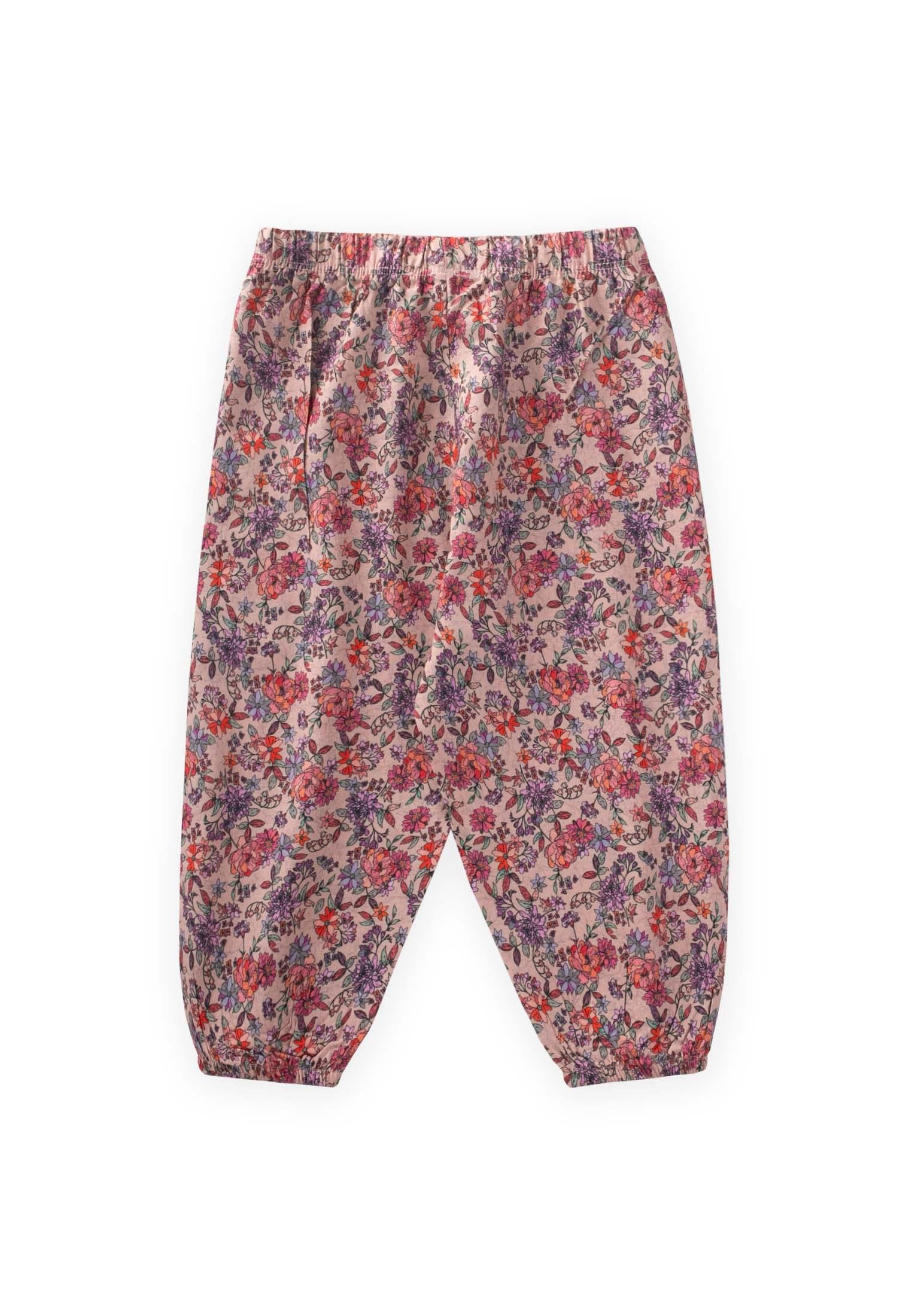 CigitDesenli Bilek Boy Şalvar 3-9 Yaş PUDRA PEMBE