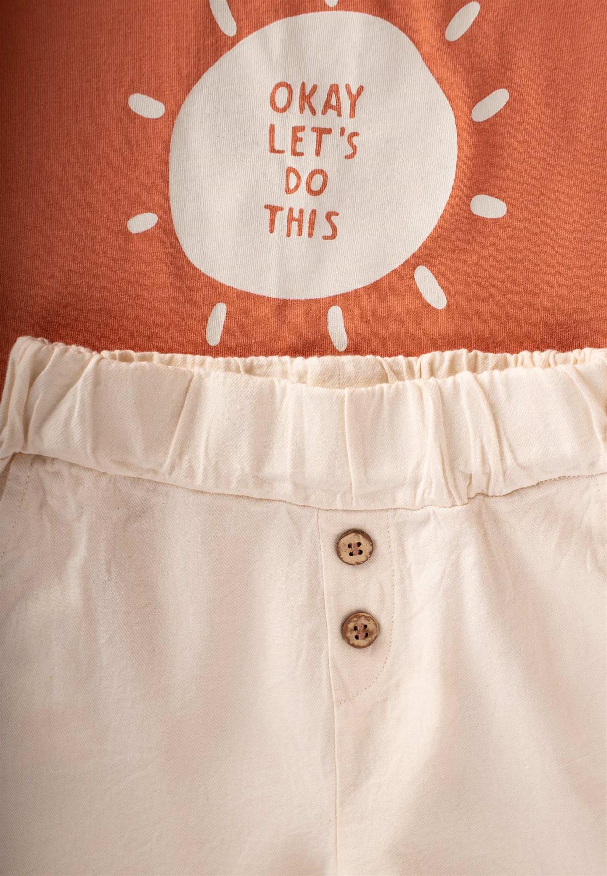 CigitNaturel Görünümlü Pantolon T-Shırt Takım 1-8 Yaş ORANJ