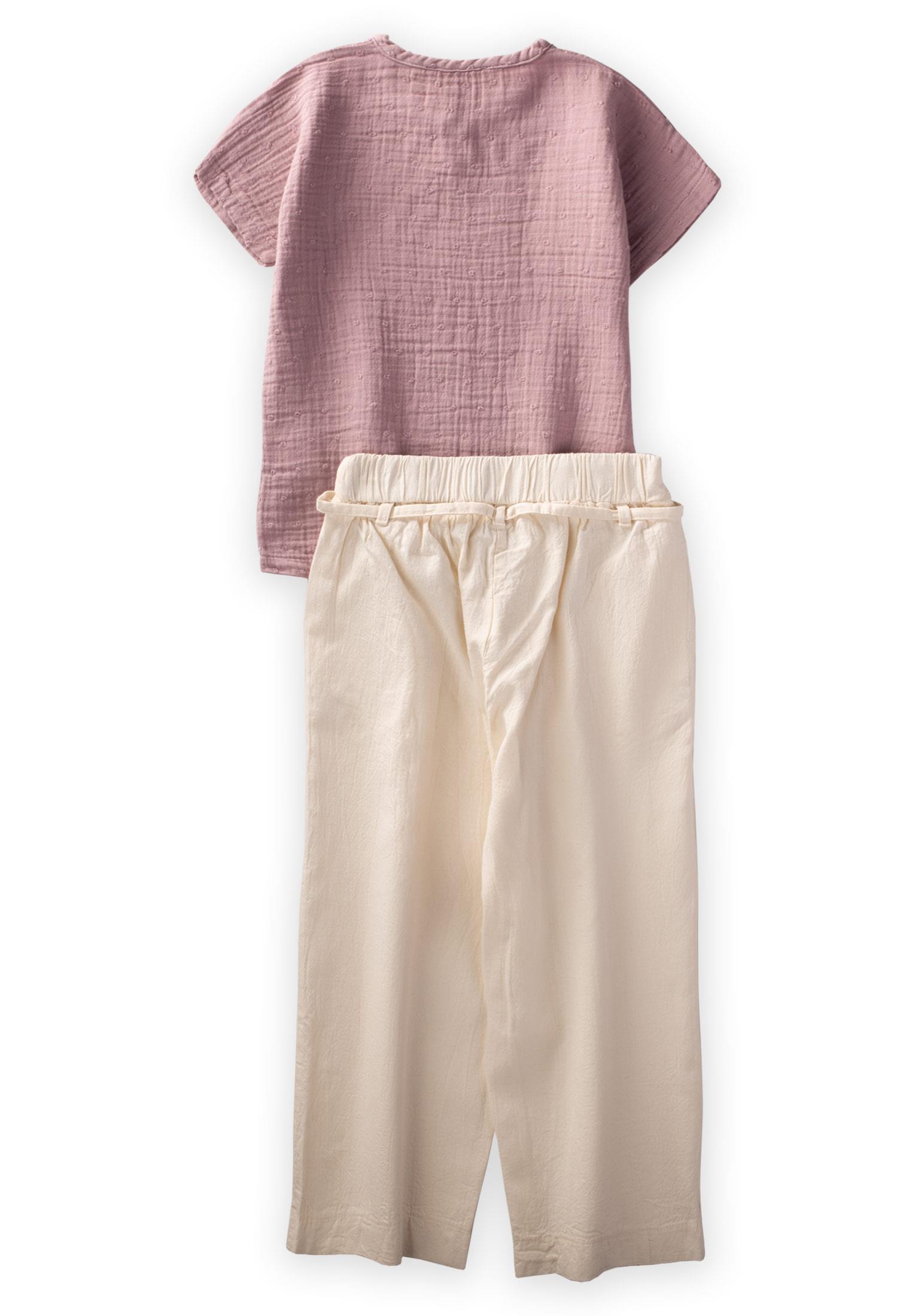 CigitOversize Kesim Geniş Paça Pantolonlu Takım 3-10 Yaş LEYLAK