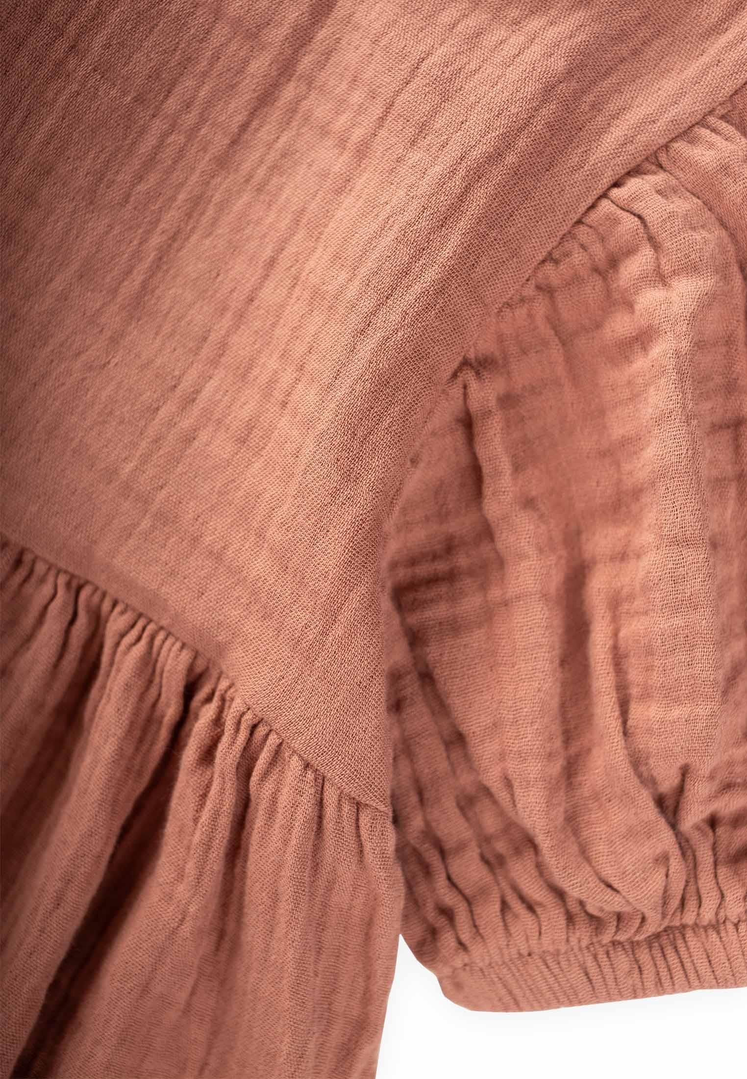 CigitOrganic Balon Kollu Müslin Elbise 2-10 Yaş A.KAHVE