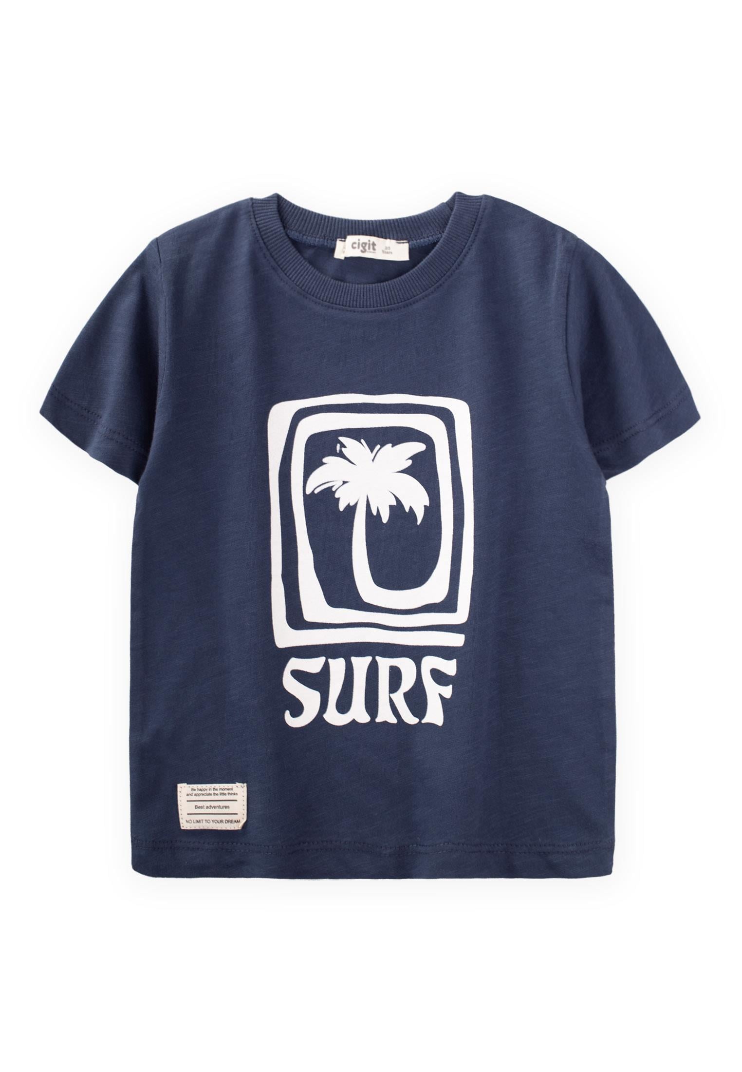 CigitSurf Baskılı T-Shırt 2-10 Yaş LACİVERT