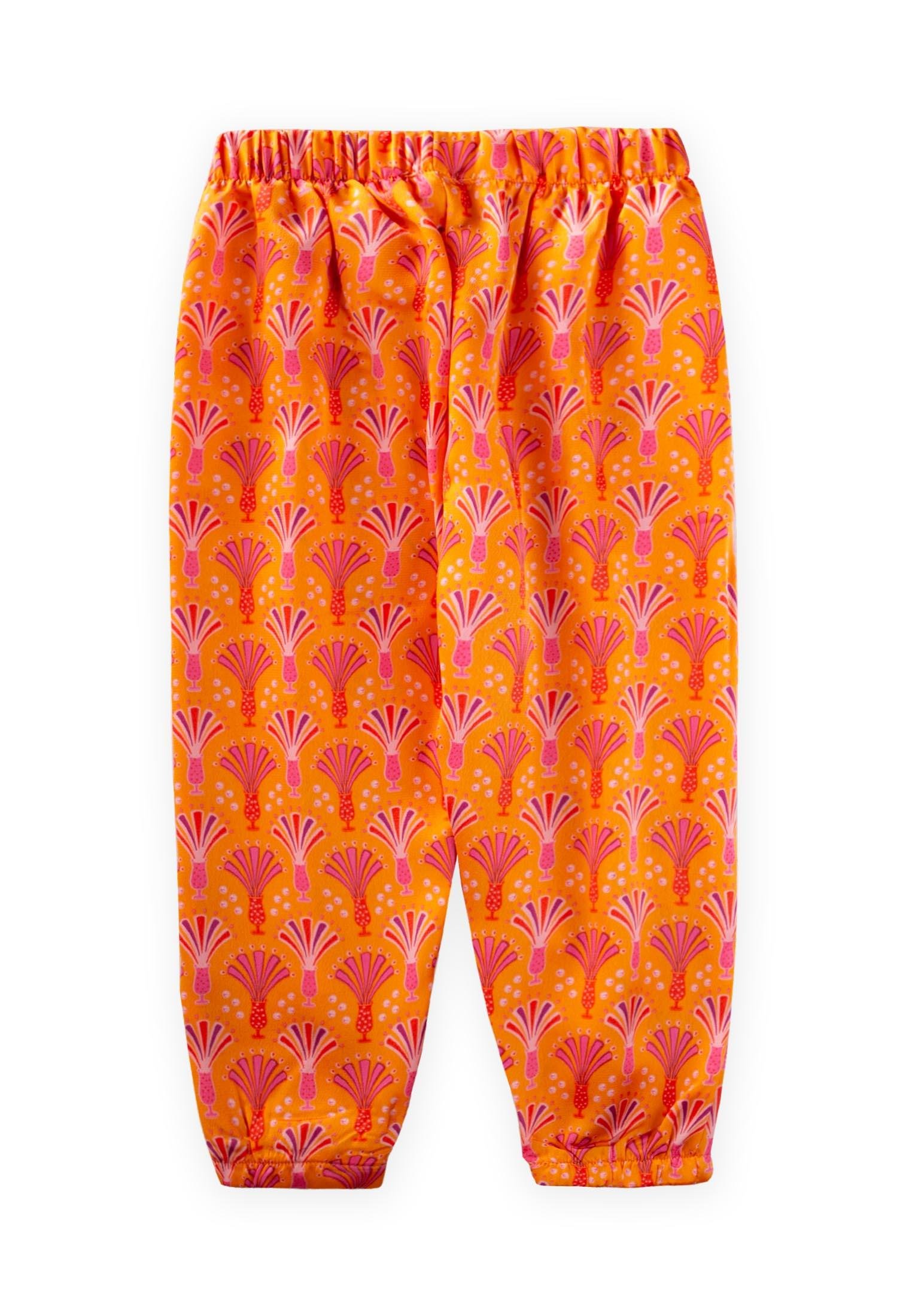 CigitDesenli Viskon Şalvar 2-10 Yaş TURUNCU