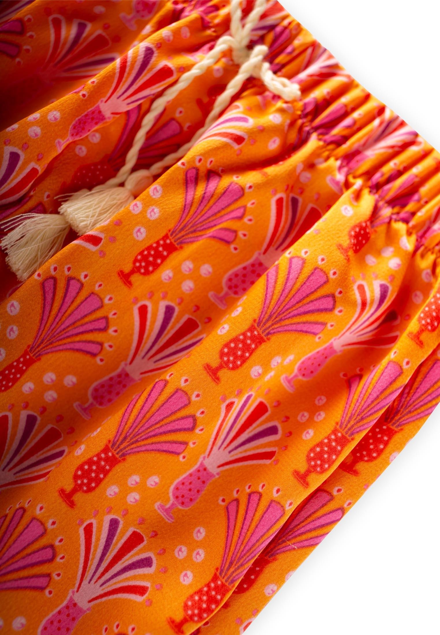 CigitDesenli Viskon Şalvar 2-10 Yaş TURUNCU