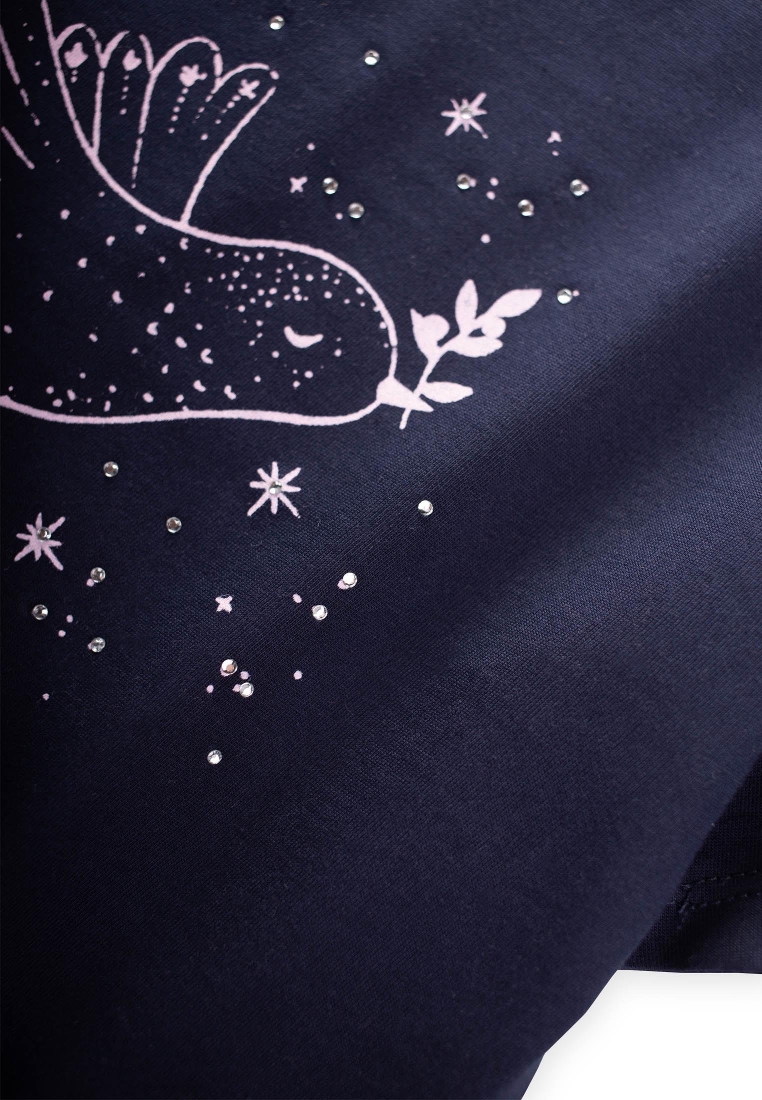 CigitKuş Baskılı Taş Detaylı Müslin Etekli Takım 2-8 Yaş LACİVERT