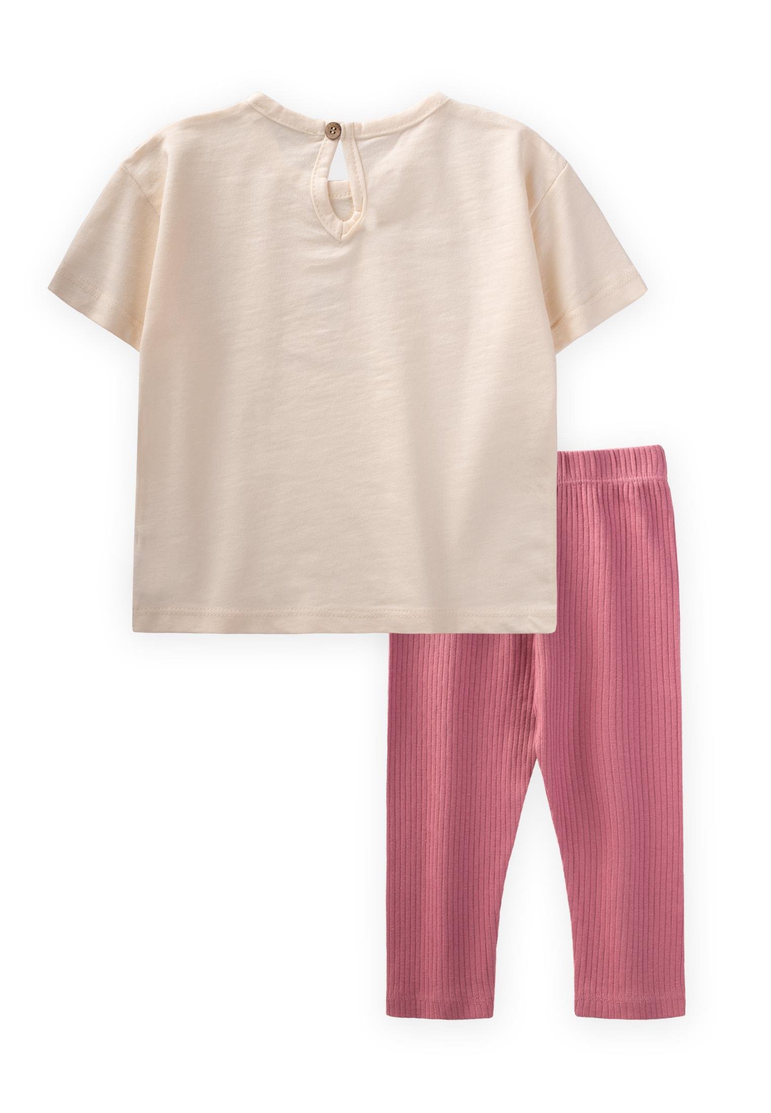 CigitVazo Baskılı Taytlı T-Shırt Takım 1-8 Yaş EKRU