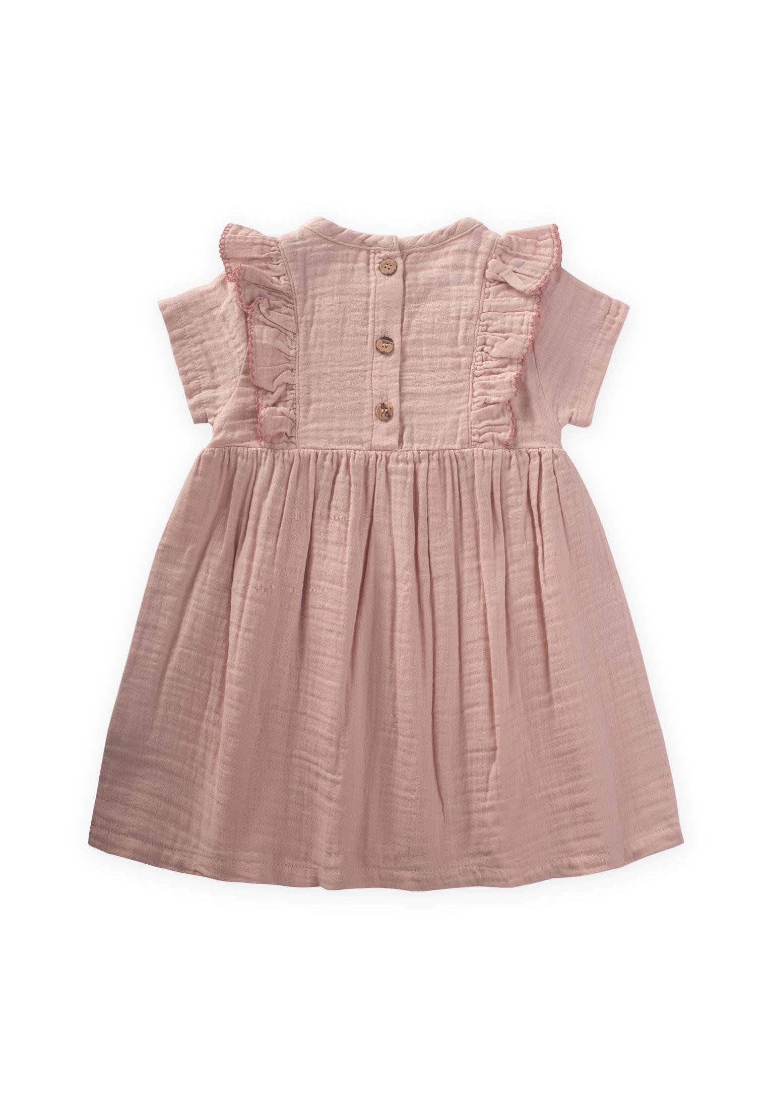 CigitEtnik Süzene Nakışlı Organik Elbise 1-7 Yaş PUDRA PEMBE