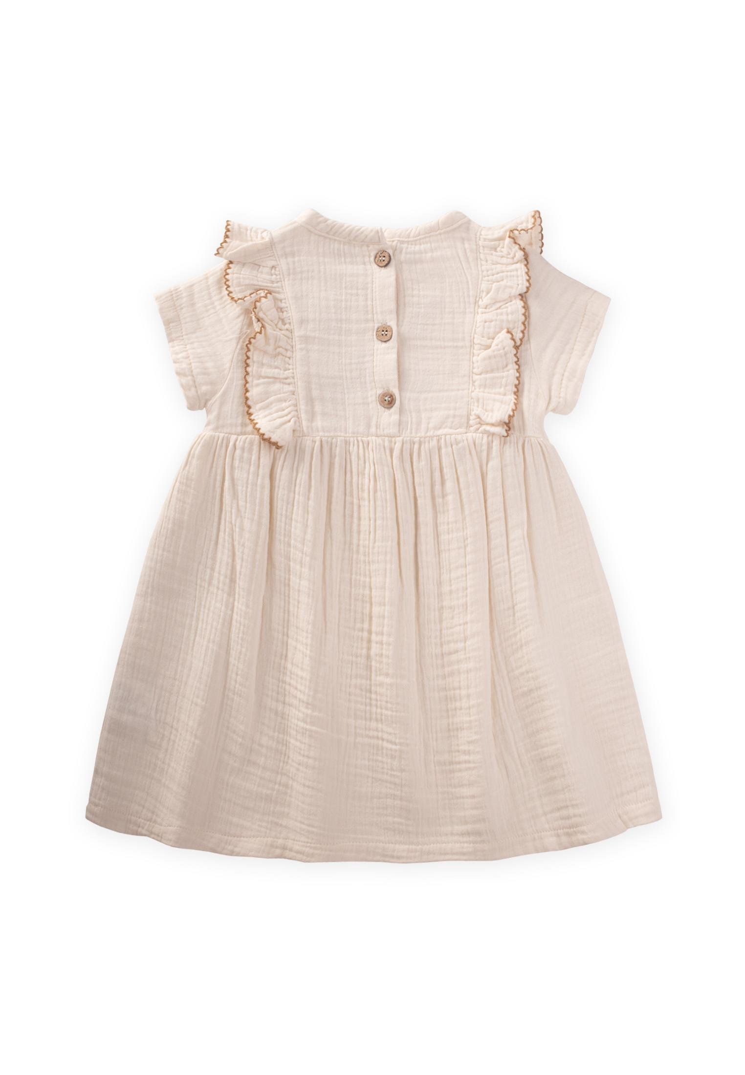 CigitEtnik Süzene Nakışlı Organik Elbise 1-7 Yaş NATUREL